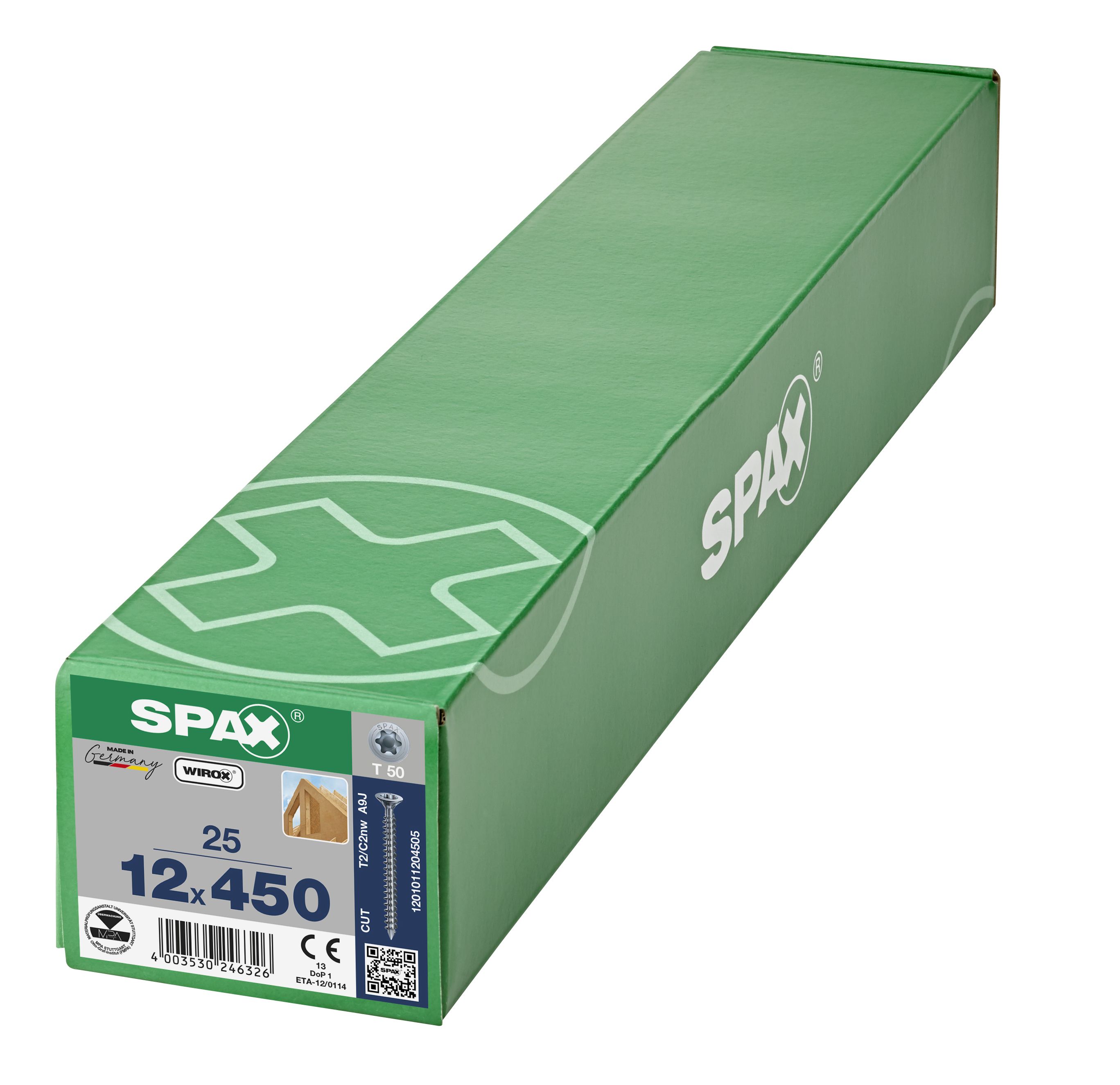 CABEZA PLANA SPAX-S NERVIOS FRESADORES T-STAR PLUS T50 ROSCA COMPLETA CUT WIROX 25 UD.