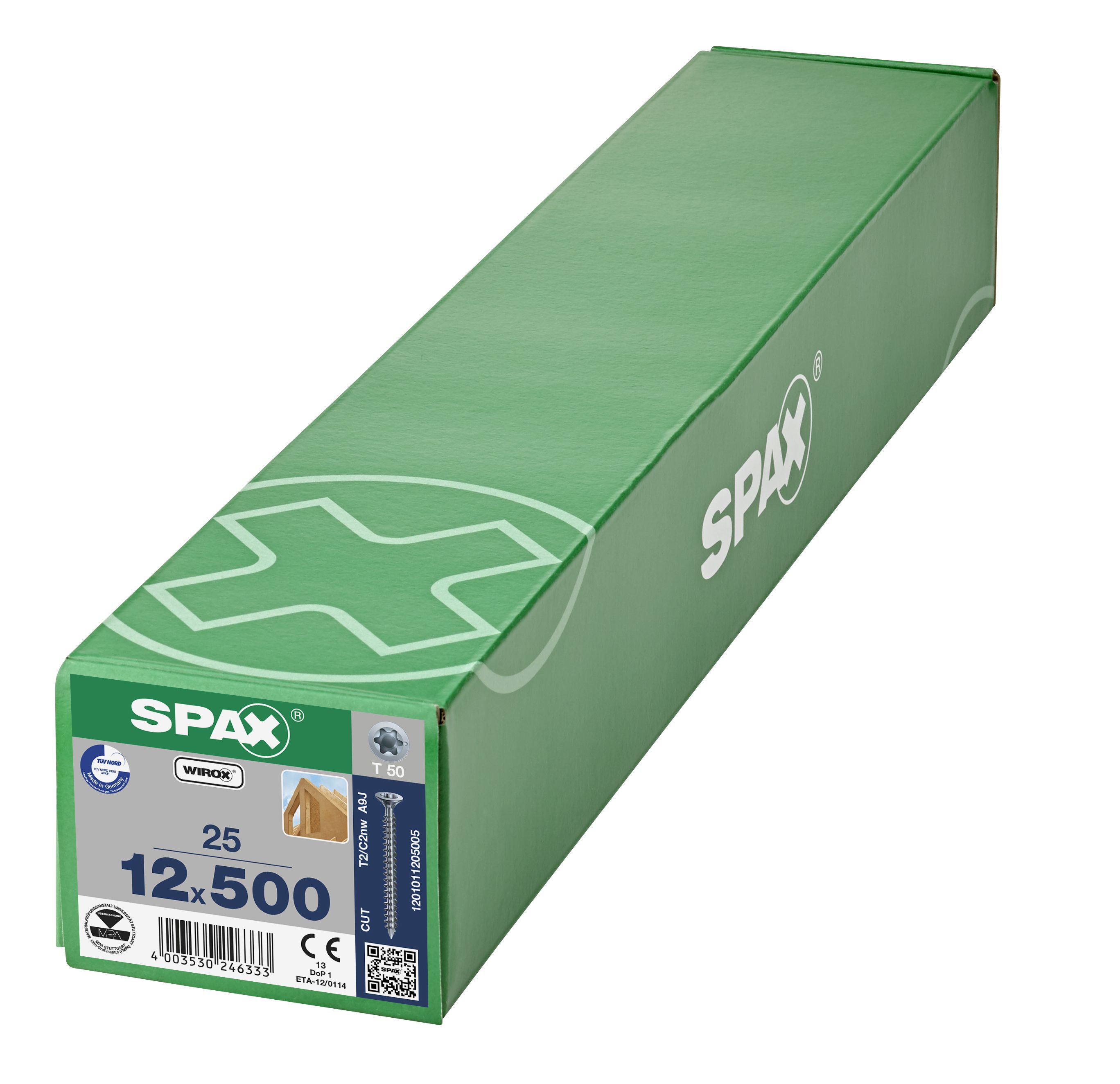 CABEZA PLANA SPAX-S NERVIOS FRESADORES T-STAR PLUS T50 ROSCA COMPLETA CUT WIROX 25 UD.