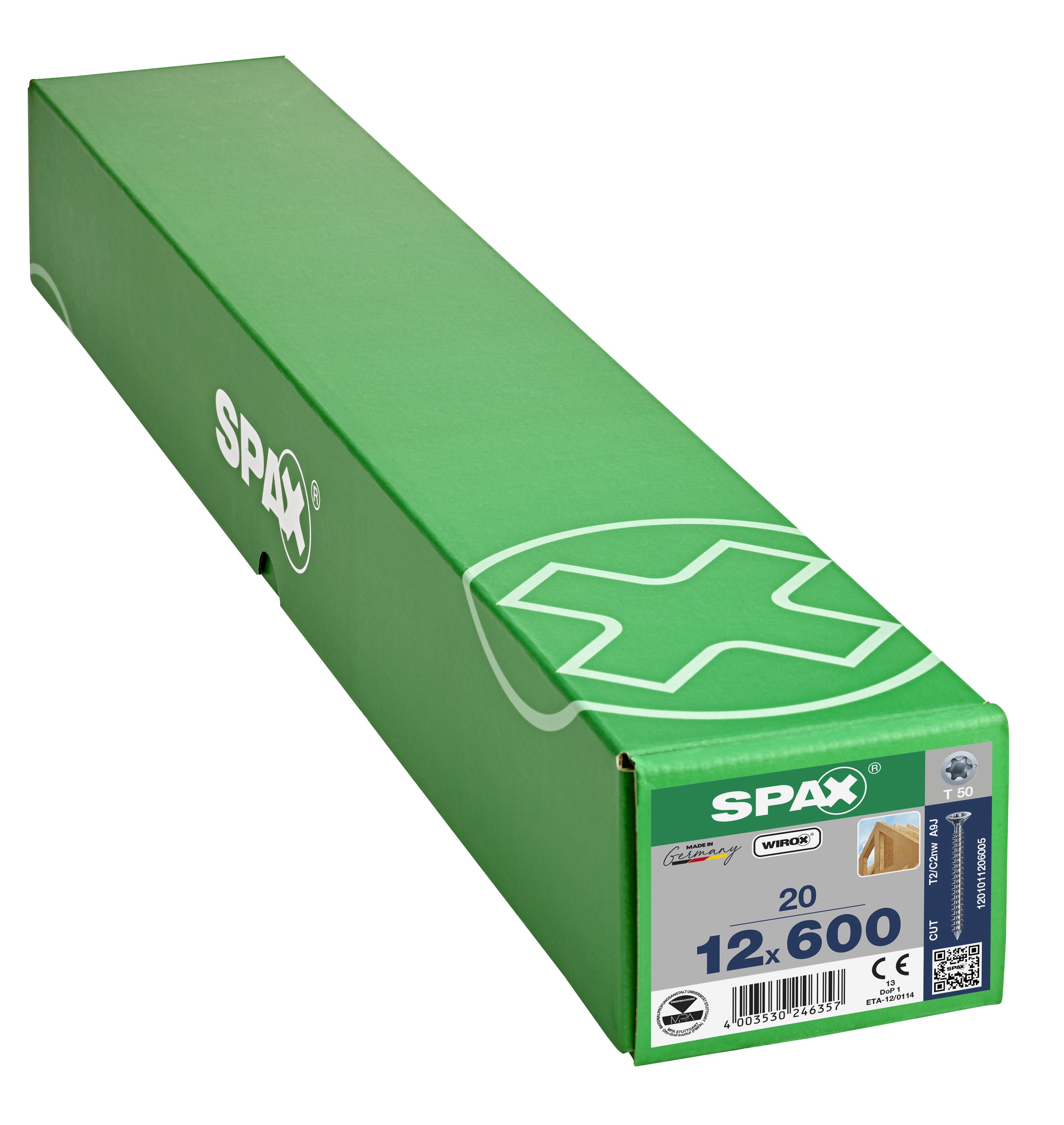 CABEZA PLANA SPAX-S NERVIOS FRESADORES T-STAR PLUS T50 ROSCA COMPLETA CUT WIROX 20 UD.