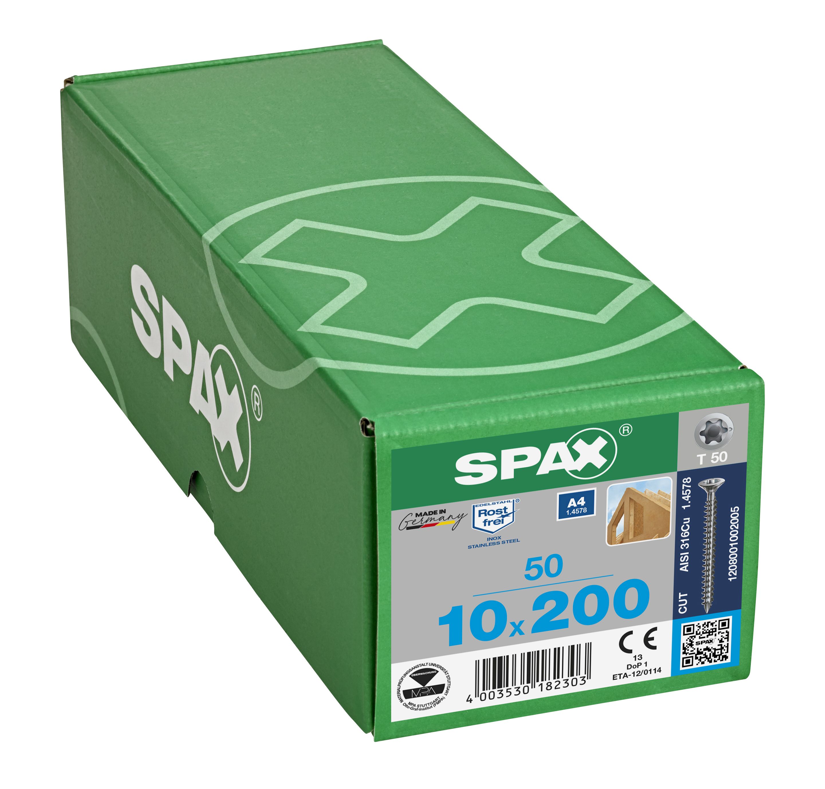 CABEZA MÚLTIPLE PLANA SPAX-S A4 T-STAR PLUS T50 ROSCA COMPLETA CUT 50 UD.