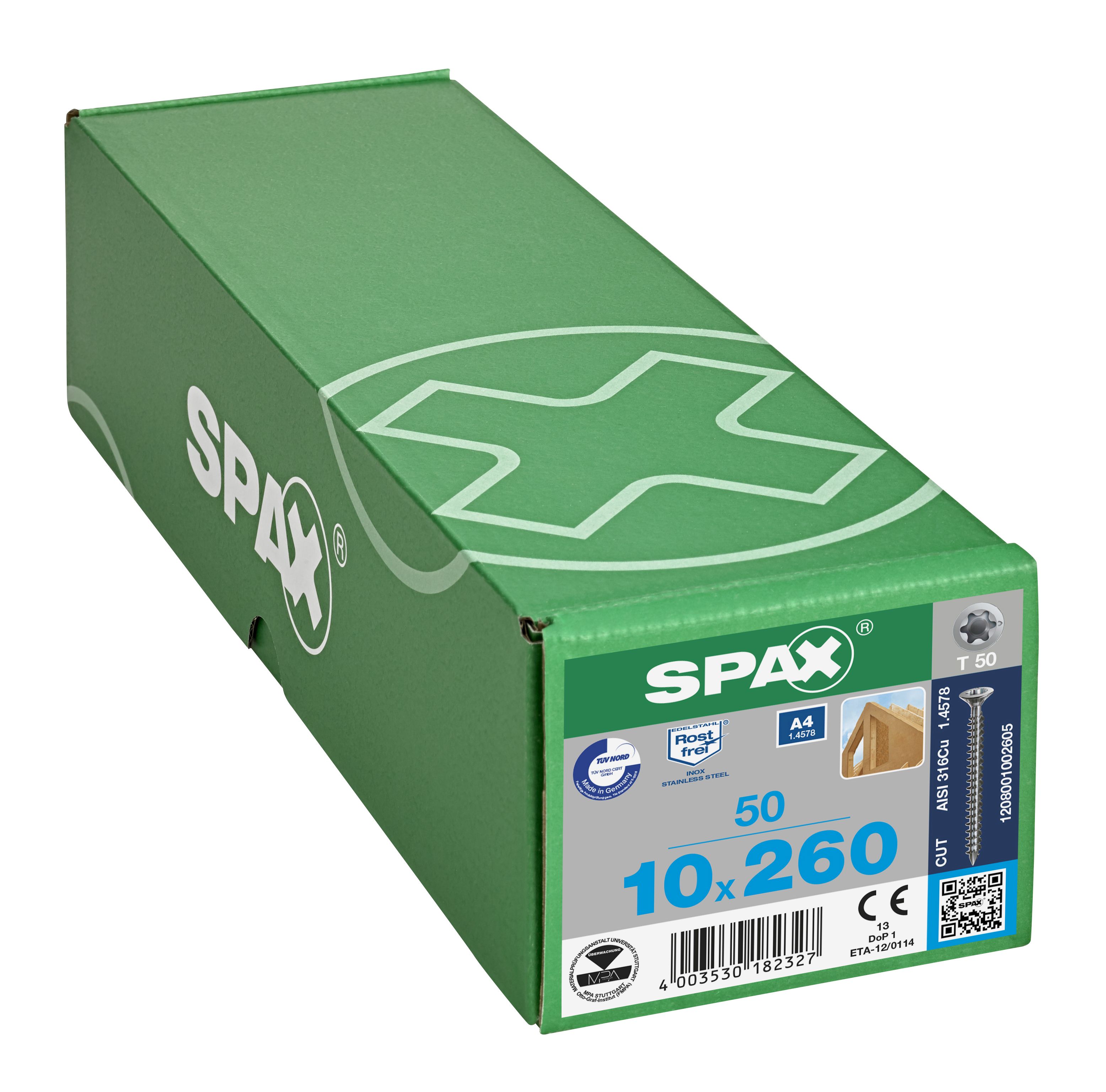 CABEZA MÚLTIPLE PLANA SPAX-S A4 T-STAR PLUS T50 ROSCA COMPLETA CUT 50 UD.