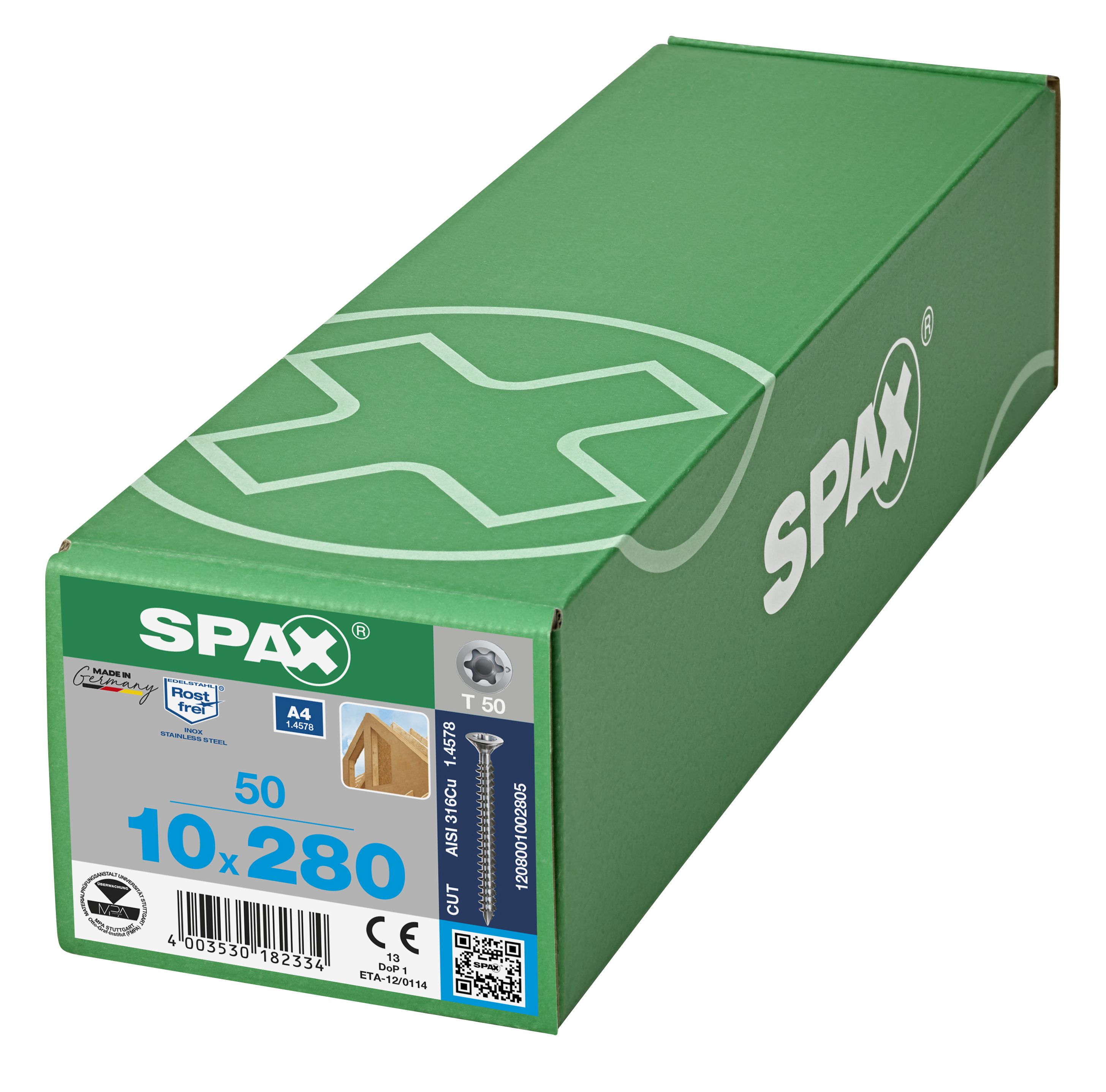 CABEZA MÚLTIPLE PLANA SPAX-S A4 T-STAR PLUS T50 ROSCA COMPLETA CUT 50 UD.