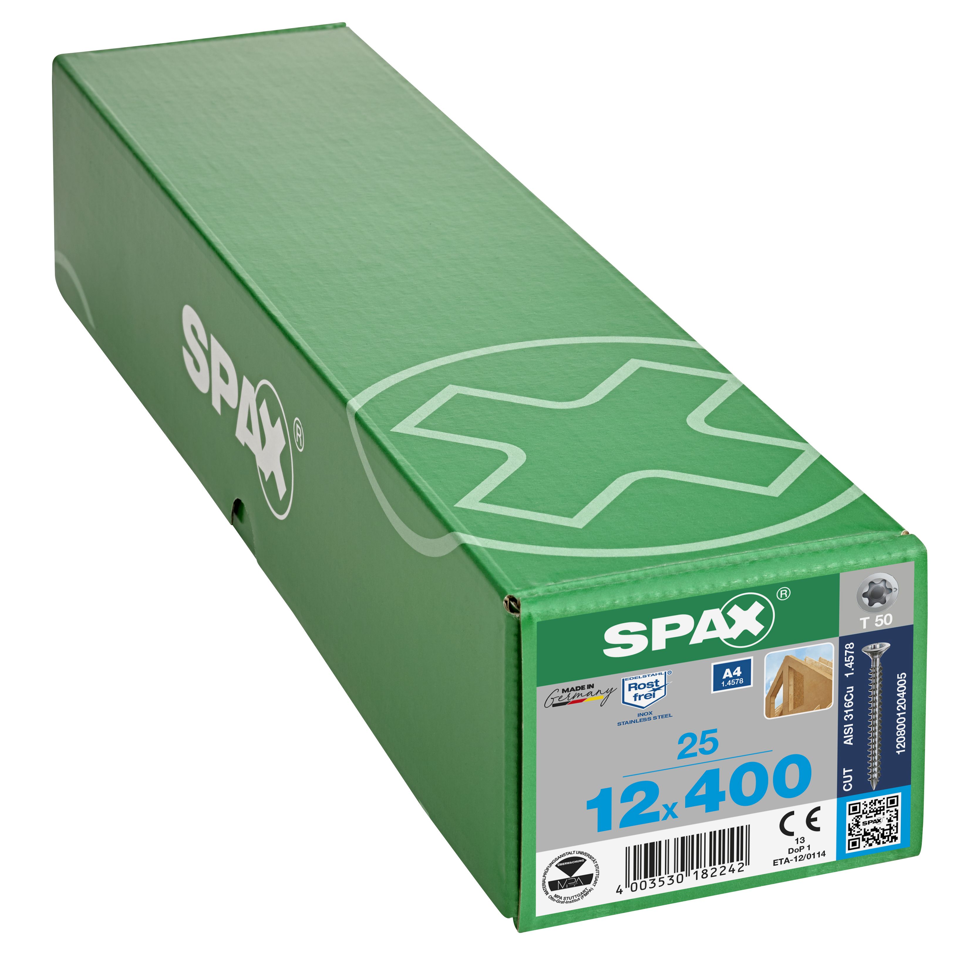 CABEZA PLANA SPAX-S A4 NERVIOS FRESADORES T-STAR PLUS T50 ROSCA COMPLETA CUT 25 UD.
