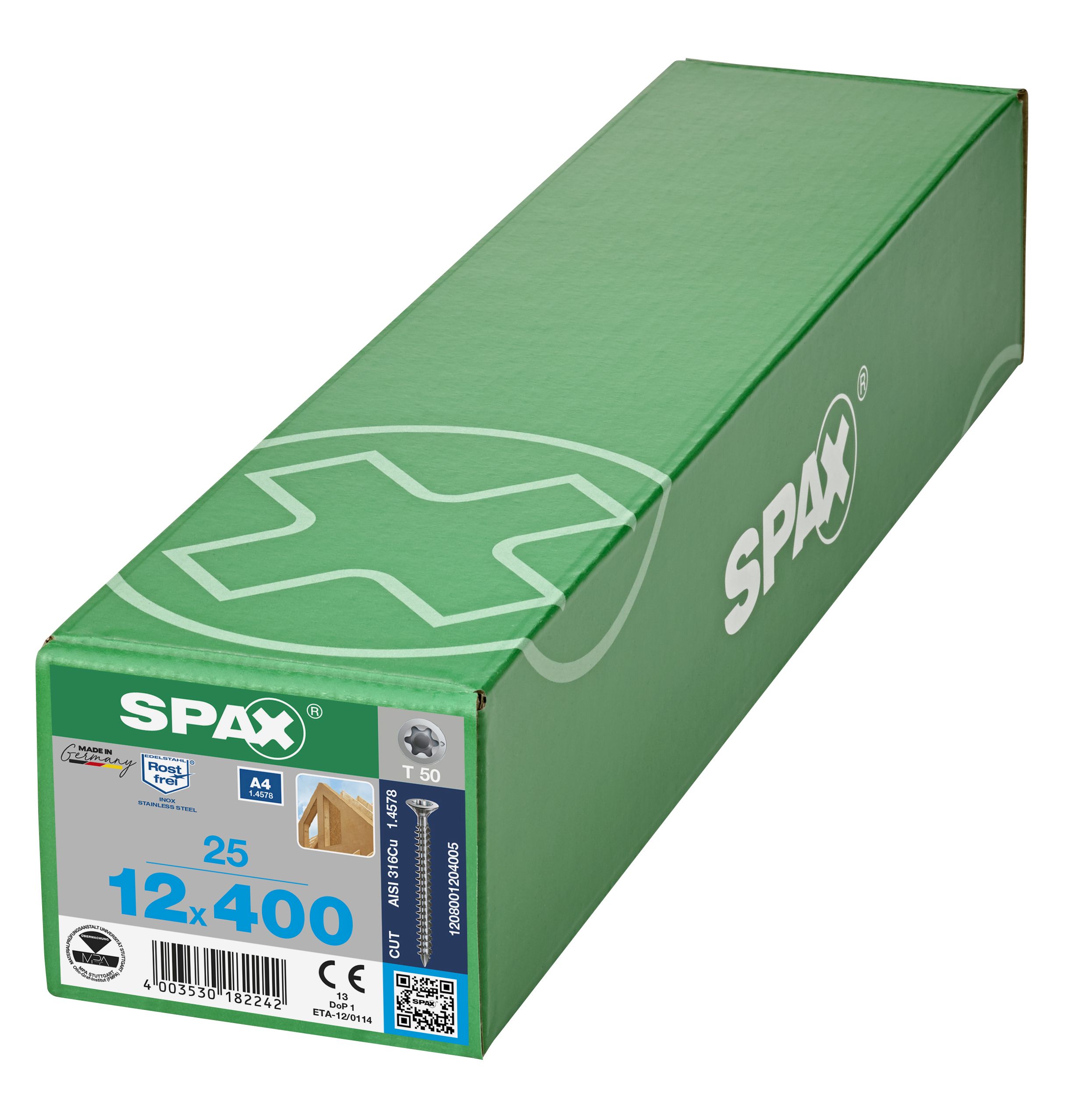 CABEZA PLANA SPAX-S A4 NERVIOS FRESADORES T-STAR PLUS T50 ROSCA COMPLETA CUT 25 UD.
