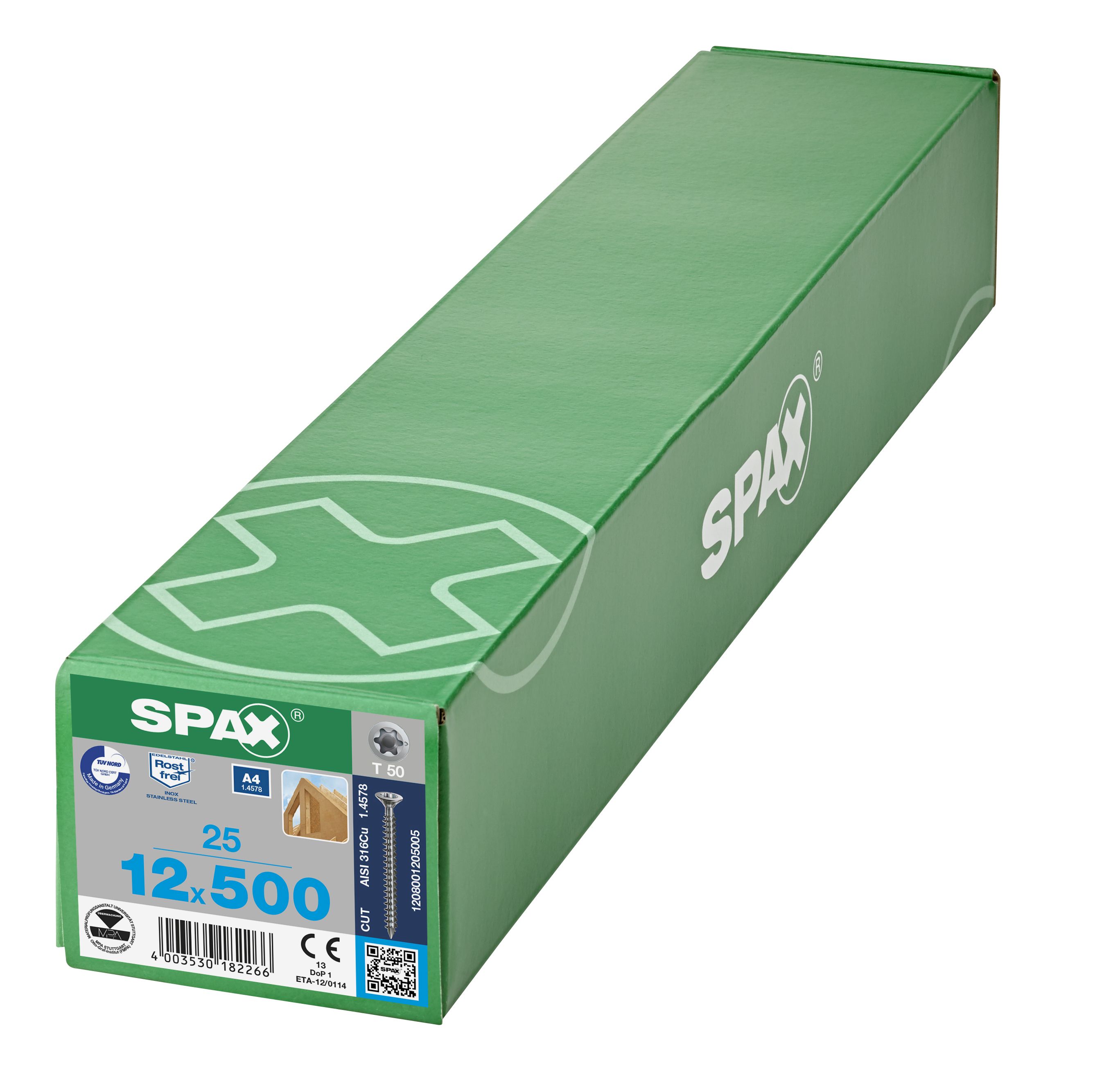 CABEZA PLANA SPAX-S A4 NERVIOS FRESADORES T-STAR PLUS T50 ROSCA COMPLETA CUT 25 UD.