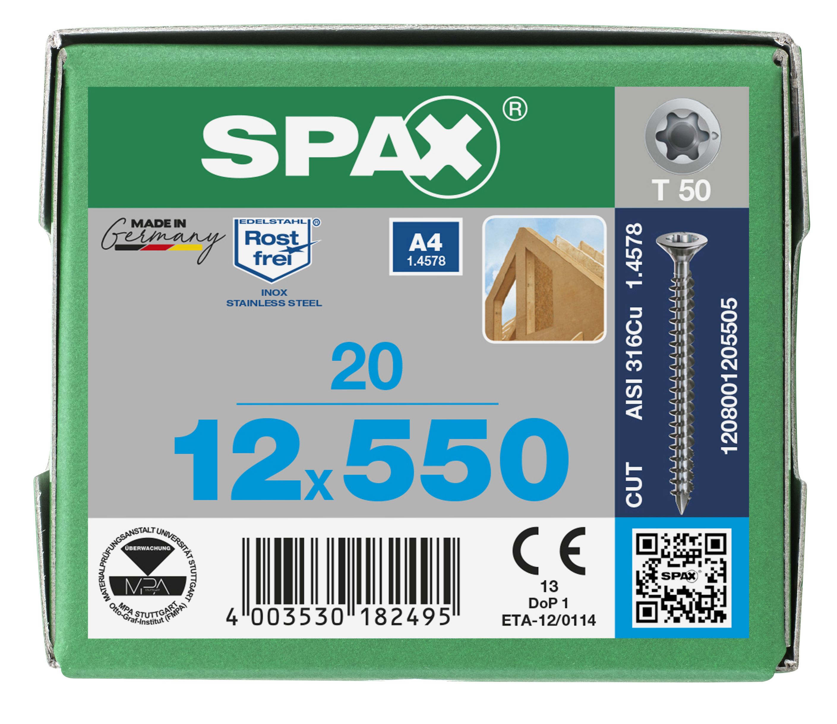 CABEZA PLANA SPAX-S A4 NERVIOS FRESADORES T-STAR PLUS T50 ROSCA COMPLETA CUT 20 UD.