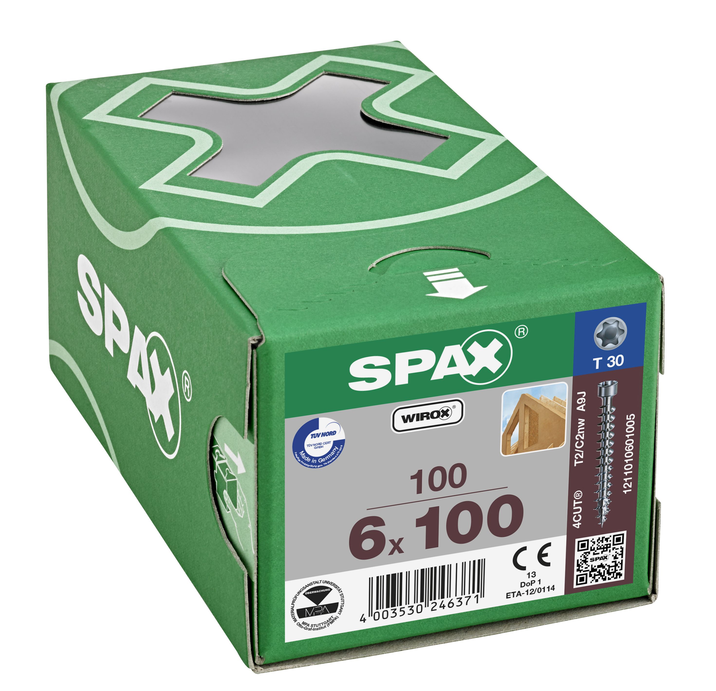 CABEZA CILÍNDRICA SPAX T-STAR PLUS T30 ROSCA COMPLETA WIROX 100 UD.