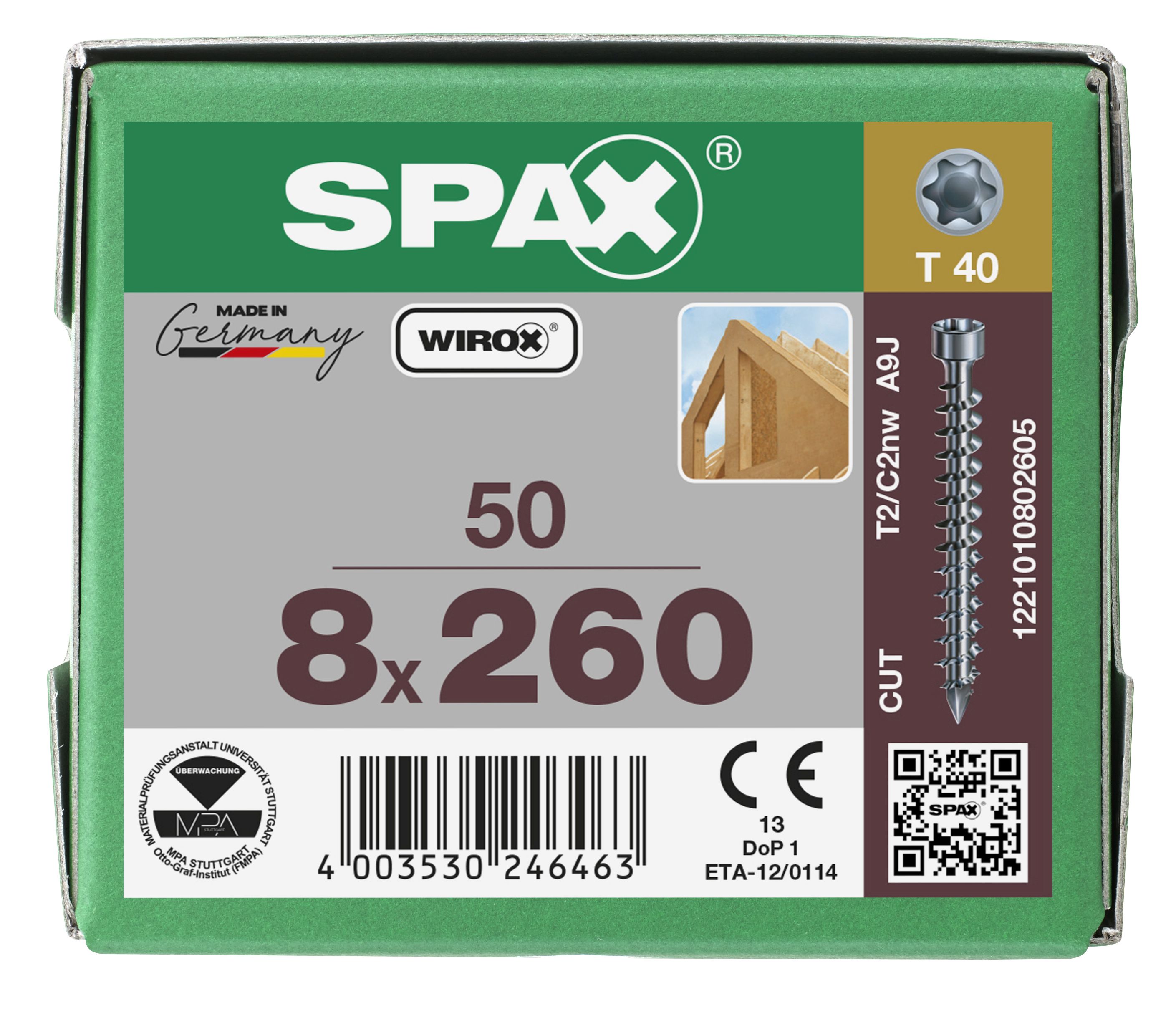 CABEZA CILÍNDRICA SPAX T-STAR PLUS T40 ROSCA COMPLETA CUT WIROX 50 UD.