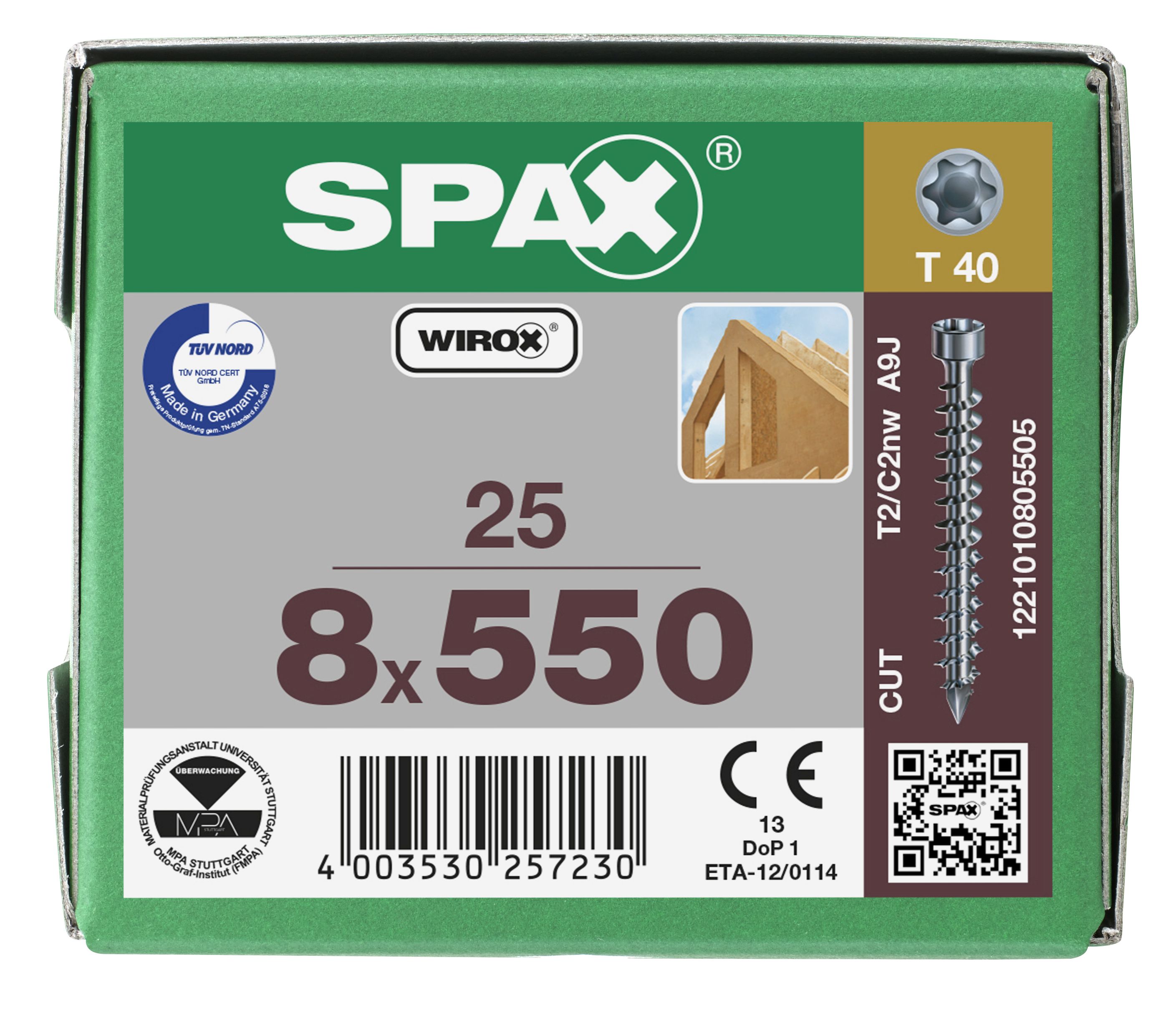 CABEZA CILÍNDRICA SPAX-ST-STAR PLUS T40 ROSCA COMPLETA WIROX 25 UD.