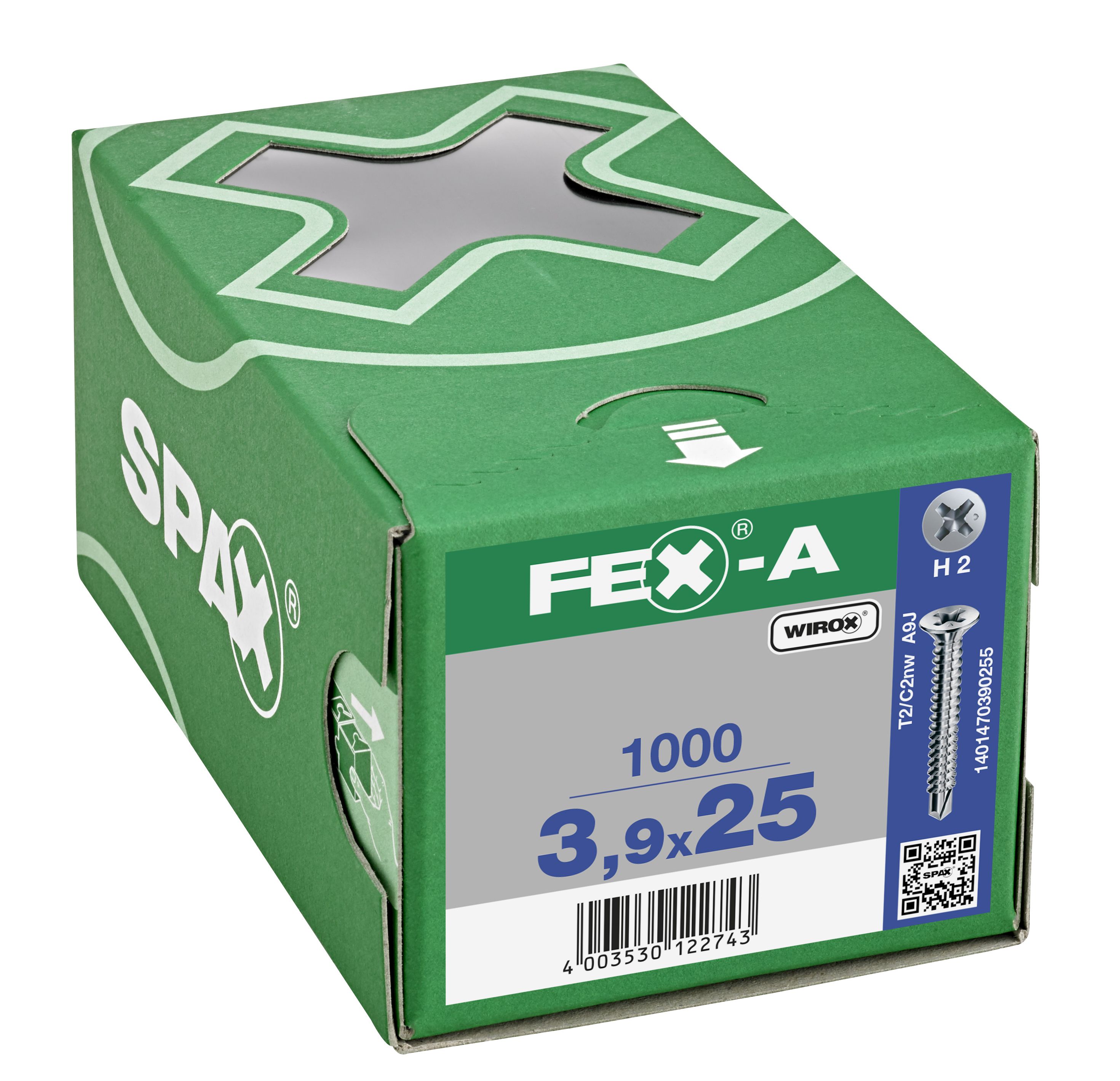 CABEZA PLANA FEX-A NERVIOS FRESADORES RANURA EN CRUZ H2 PUNTA DE BROCA WIROX 1000 UD.