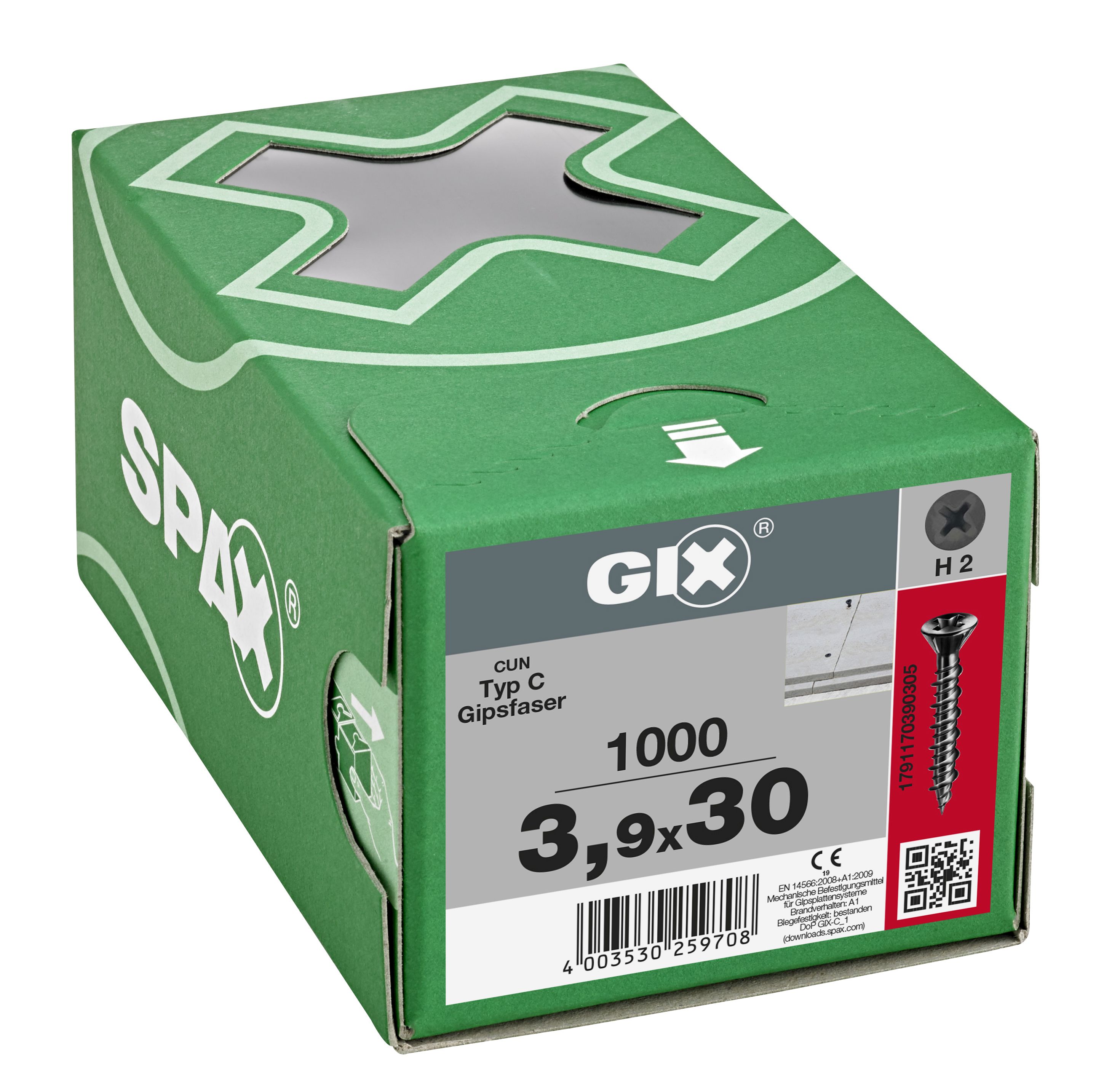 CABEZA PLANA GIX-C NERVIOS FRESADORES H2 ROSCA HILO FOSFATADO 1000 UD.