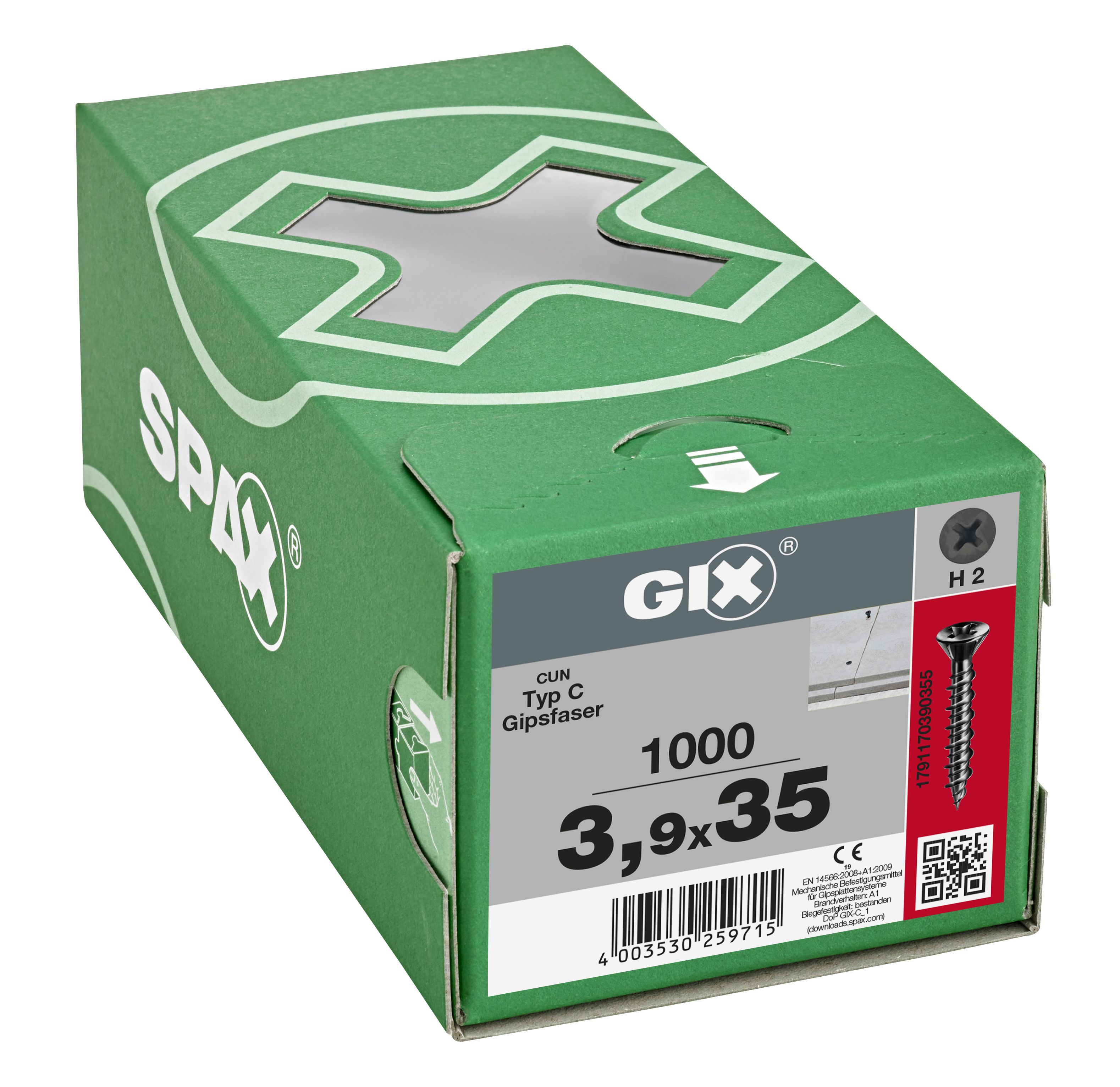 CABEZA PLANA GIX-C NERVIOS FRESADORES H2 ROSCA HILO FOSFATADO 1000 UD.