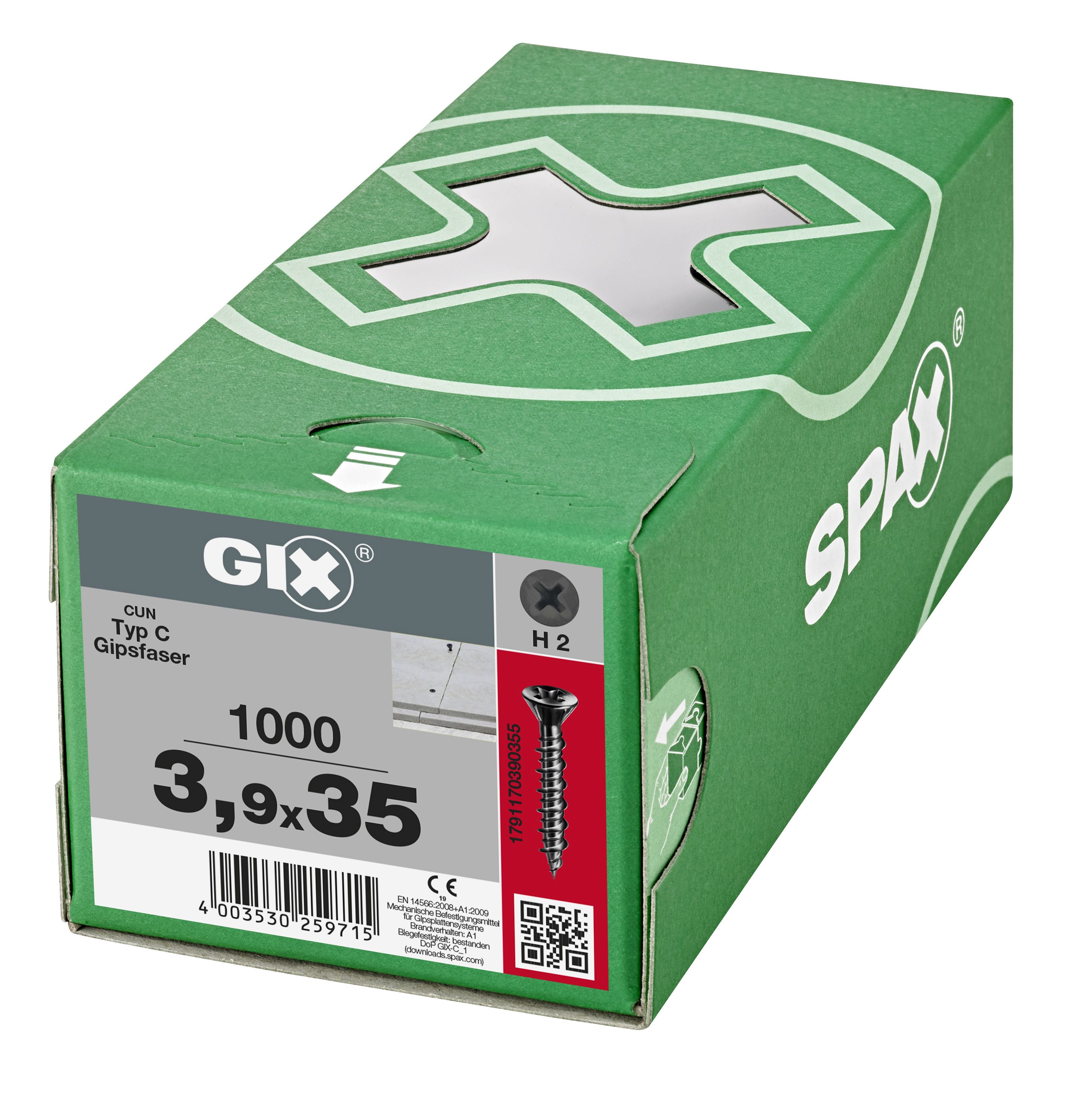 CABEZA PLANA GIX-C NERVIOS FRESADORES H2 ROSCA HILO FOSFATADO 1000 UD.