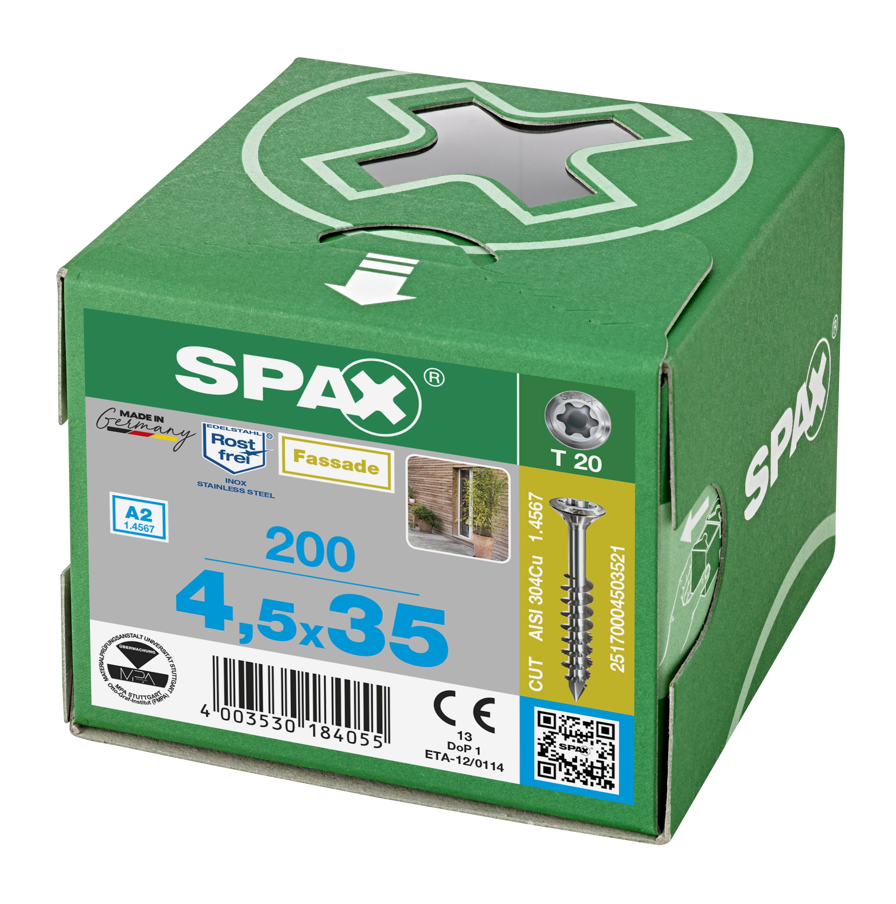CABEZA GOTA DE SEBO SPAX-S A2 NERVIOS FRESADORES T-STAR PLUS T20 ROSCA PARCIAL CUT 200 UD.