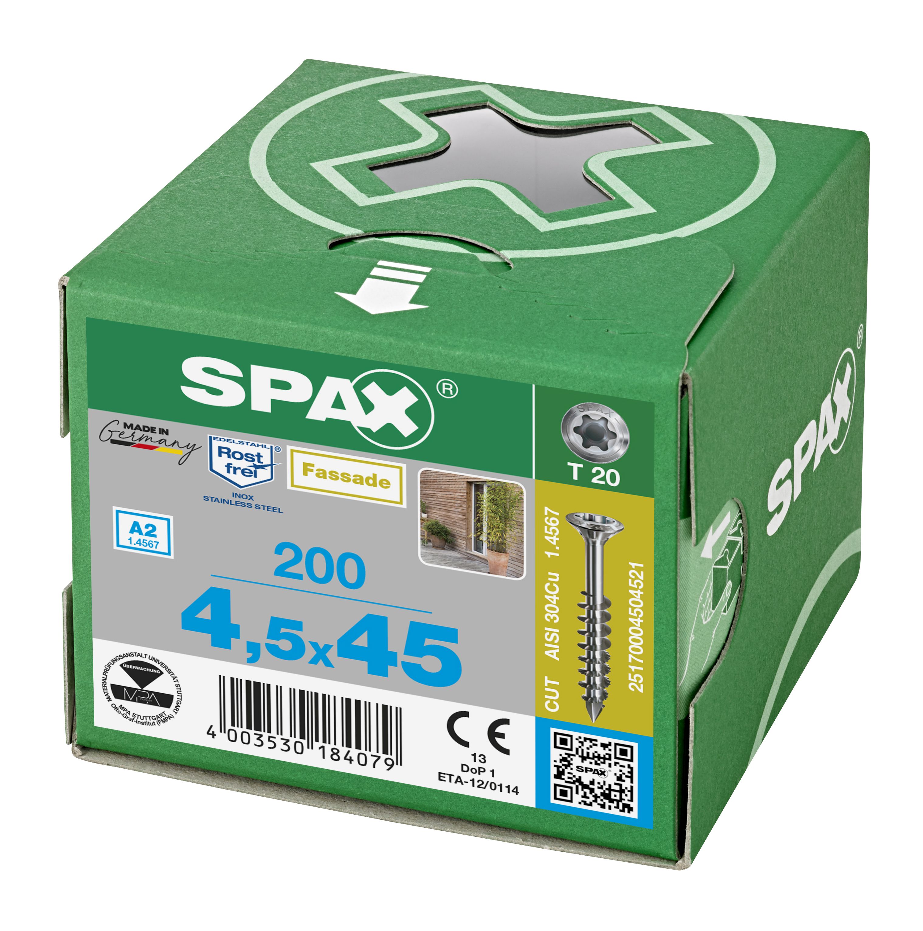 CABEZA GOTA DE SEBO SPAX-S A2 NERVIOS FRESADORES T-STAR PLUS T20 ROSCA PARCIAL CUT 200 UD.