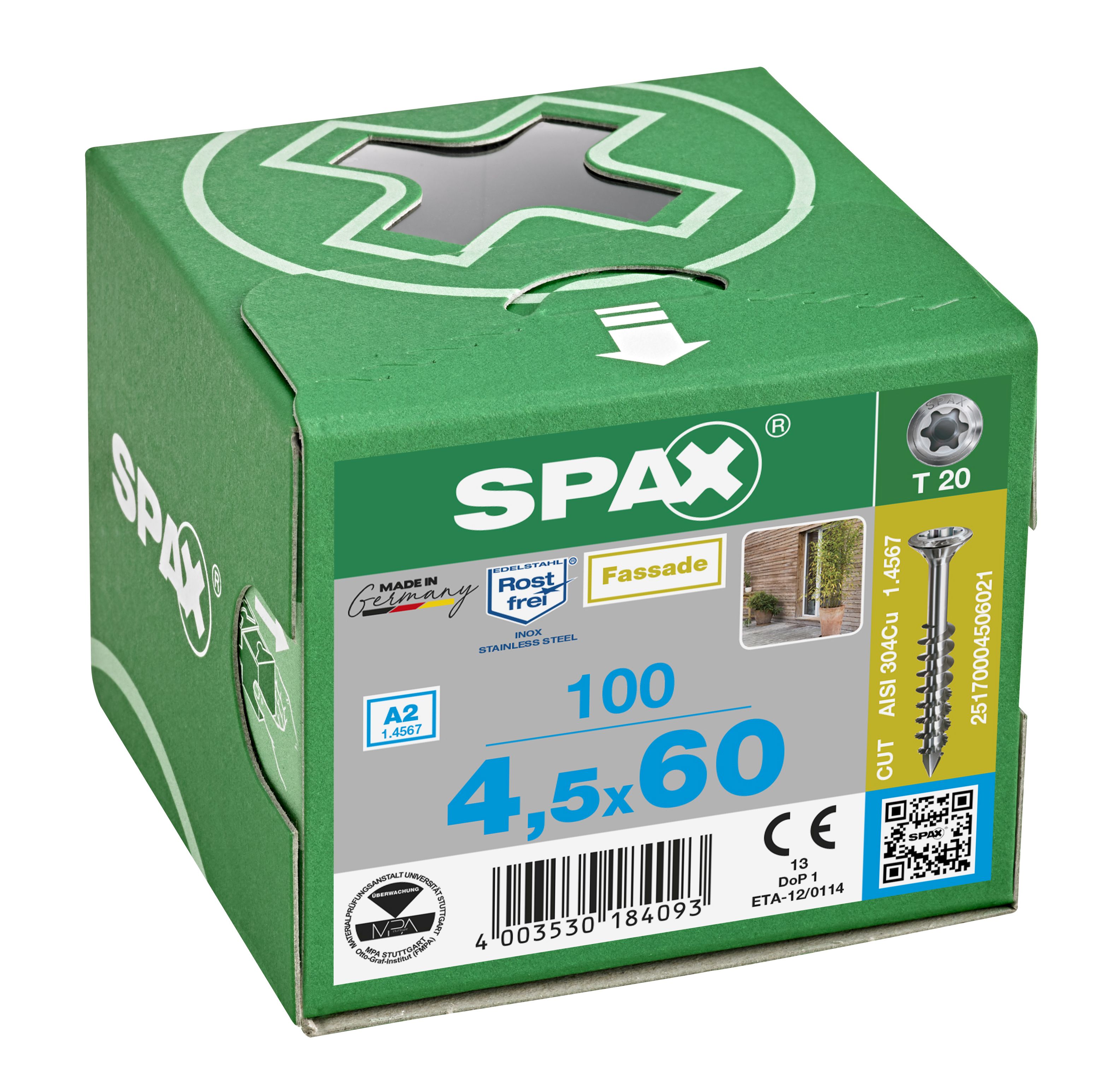 CABEZA GOTA DE SEBO SPAX-S A2 NERVIOS FRESADORES T-STAR PLUS T20 ROSCA PARCIAL CUT 100 UD.