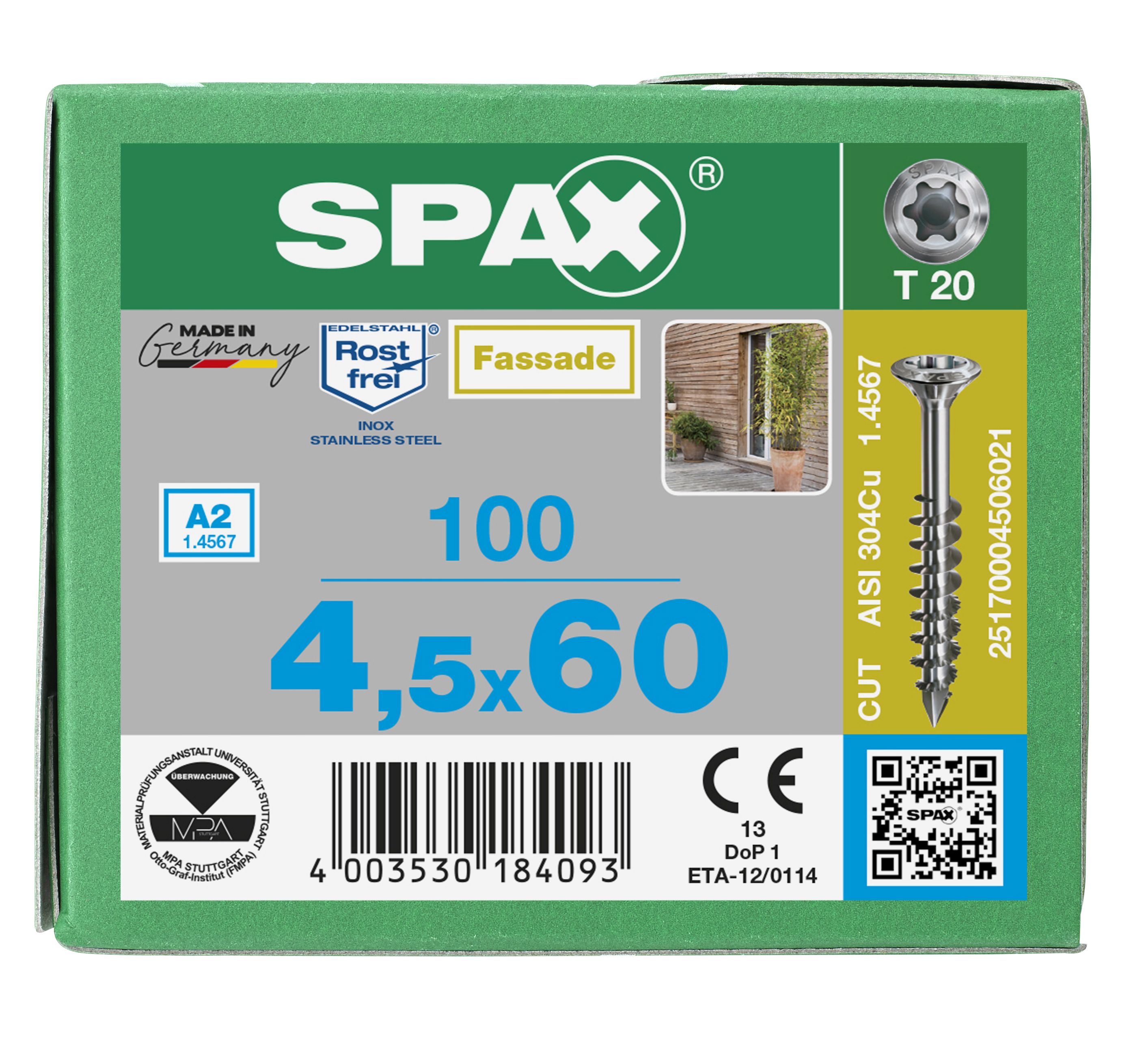 CABEZA GOTA DE SEBO SPAX-S A2 NERVIOS FRESADORES T-STAR PLUS T20 ROSCA PARCIAL CUT 100 UD.