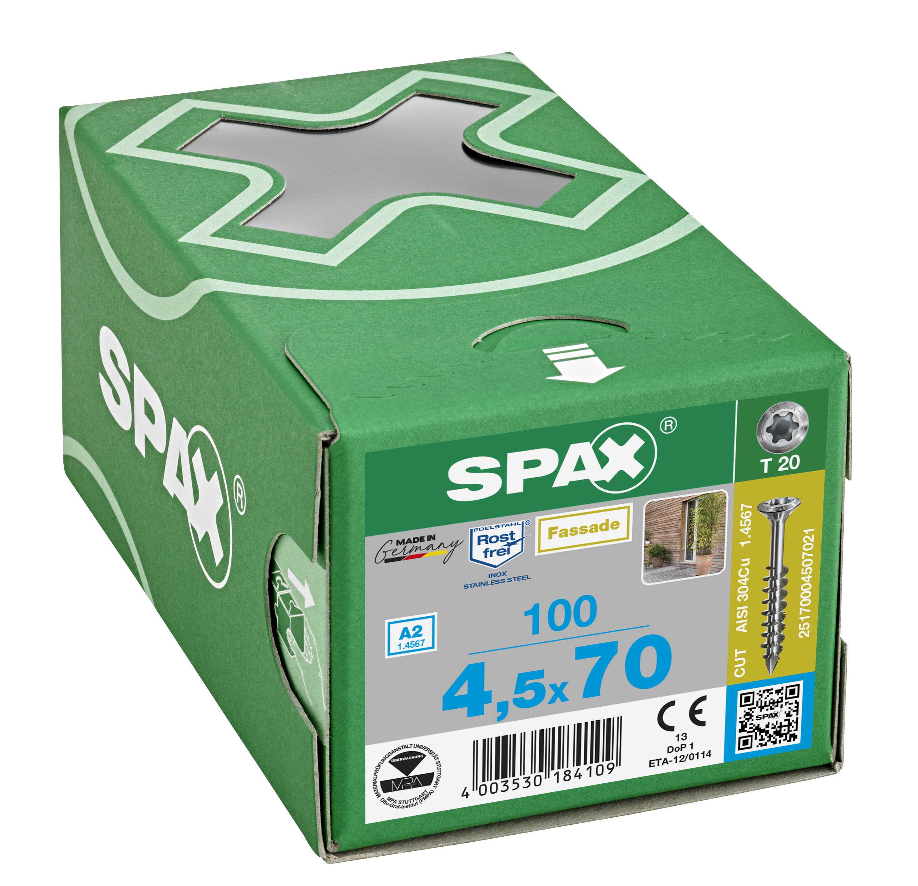 CABEZA GOTA DE SEBO SPAX-S A2 NERVIOS FRESADORES T-STAR PLUS T20 ROSCA PARCIAL CUT 100 UD.