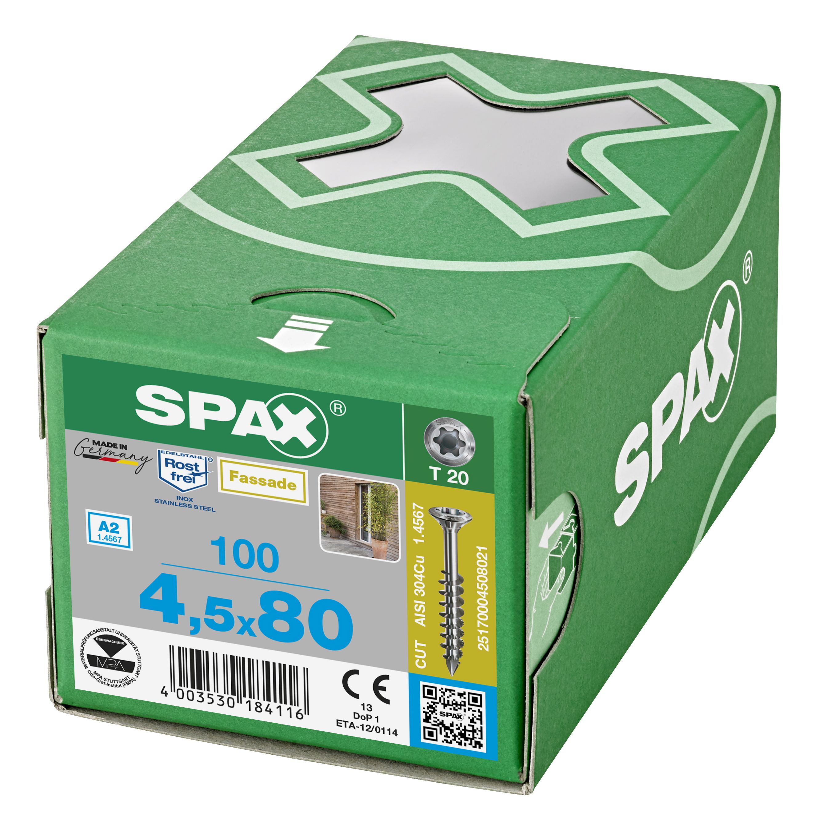 CABEZA GOTA DE SEBO SPAX-S A2 NERVIOS FRESADORES T-STAR PLUS T20 ROSCA PARCIAL CUT 100 UD.