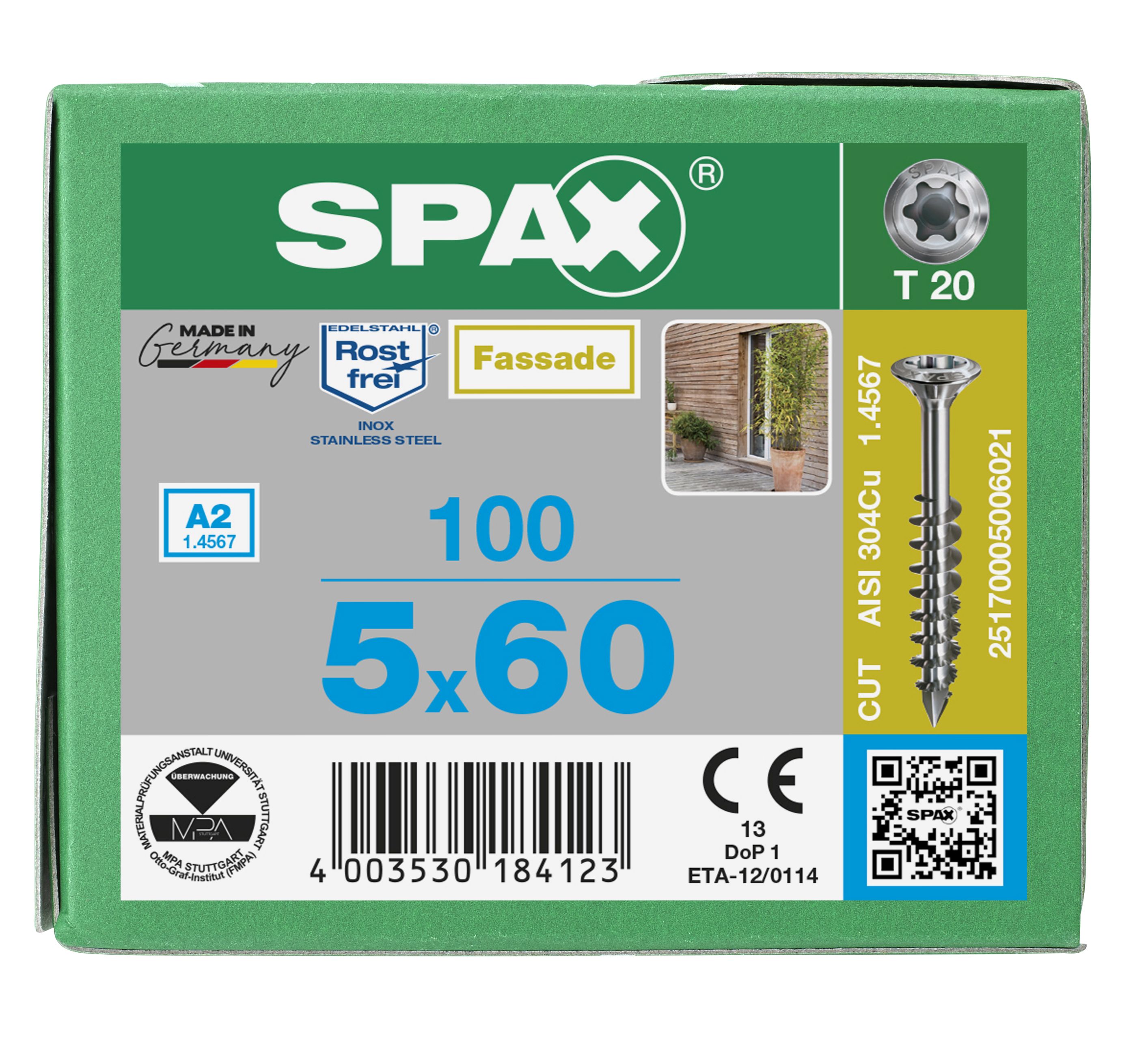 CABEZA GOTA DE SEBO SPAX-S A2 NERVIOS FRESADORES T-STAR PLUS T20 ROSCA PARCIAL CUT 100 UD.