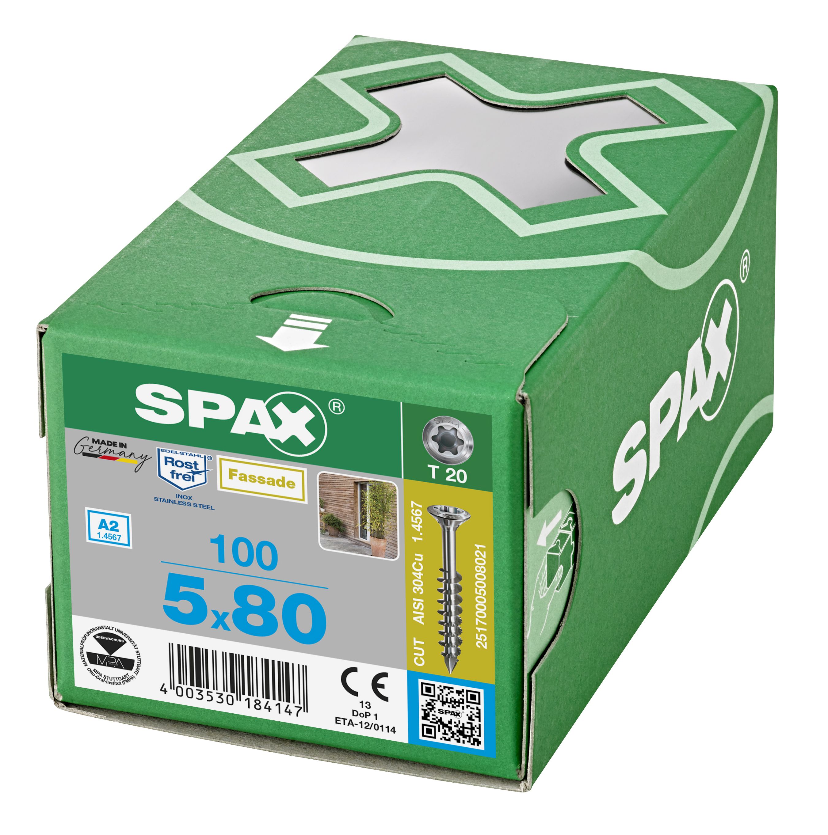 CABEZA GOTA DE SEBO SPAX-S A2 NERVIOS FRESADORES T-STAR PLUS T20 ROSCA PARCIAL CUT 100 UD.