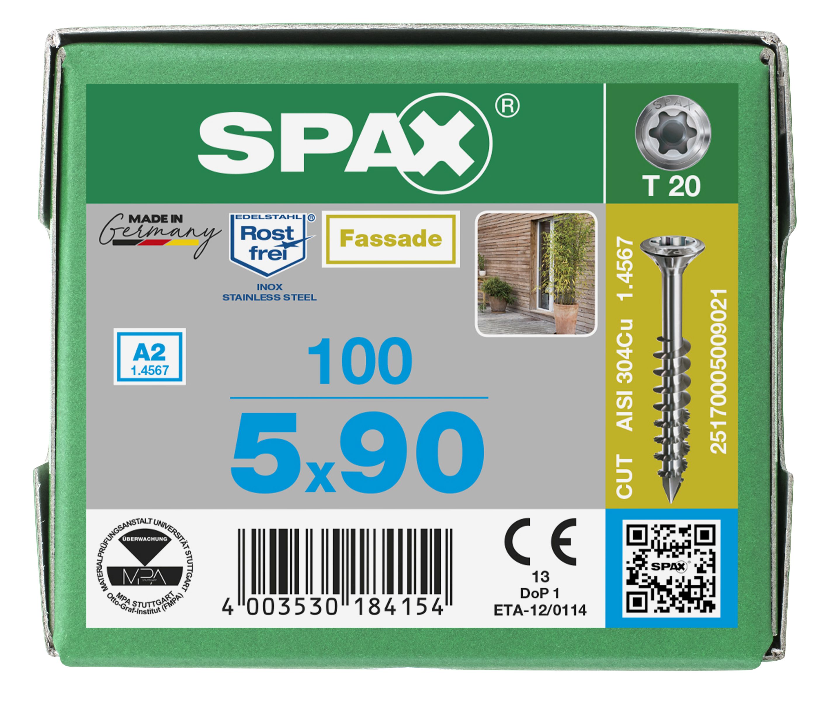 CABEZA GOTA DE SEBO SPAX-S A2 NERVIOS FRESADORES T-STAR PLUS T20 ROSCA PARCIAL CUT 100 UD.