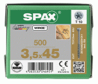 TORNILLO PARA SUELOS DE MADERA SPAX-S CABEZA PLANA NERVIOS FRESADORES T-STAR PLUS T10 ROSCA PARCIAL CUT WIROX 500 UD.+BIT