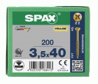 TORNILLO PARA LISTONES DE MADERA SPAX-S CABEZA PLANA NERVIOS FRESADORES RANURA EN CRUZ Z2 ROSCA PARCIAL CUT YELLOX 200 UD.