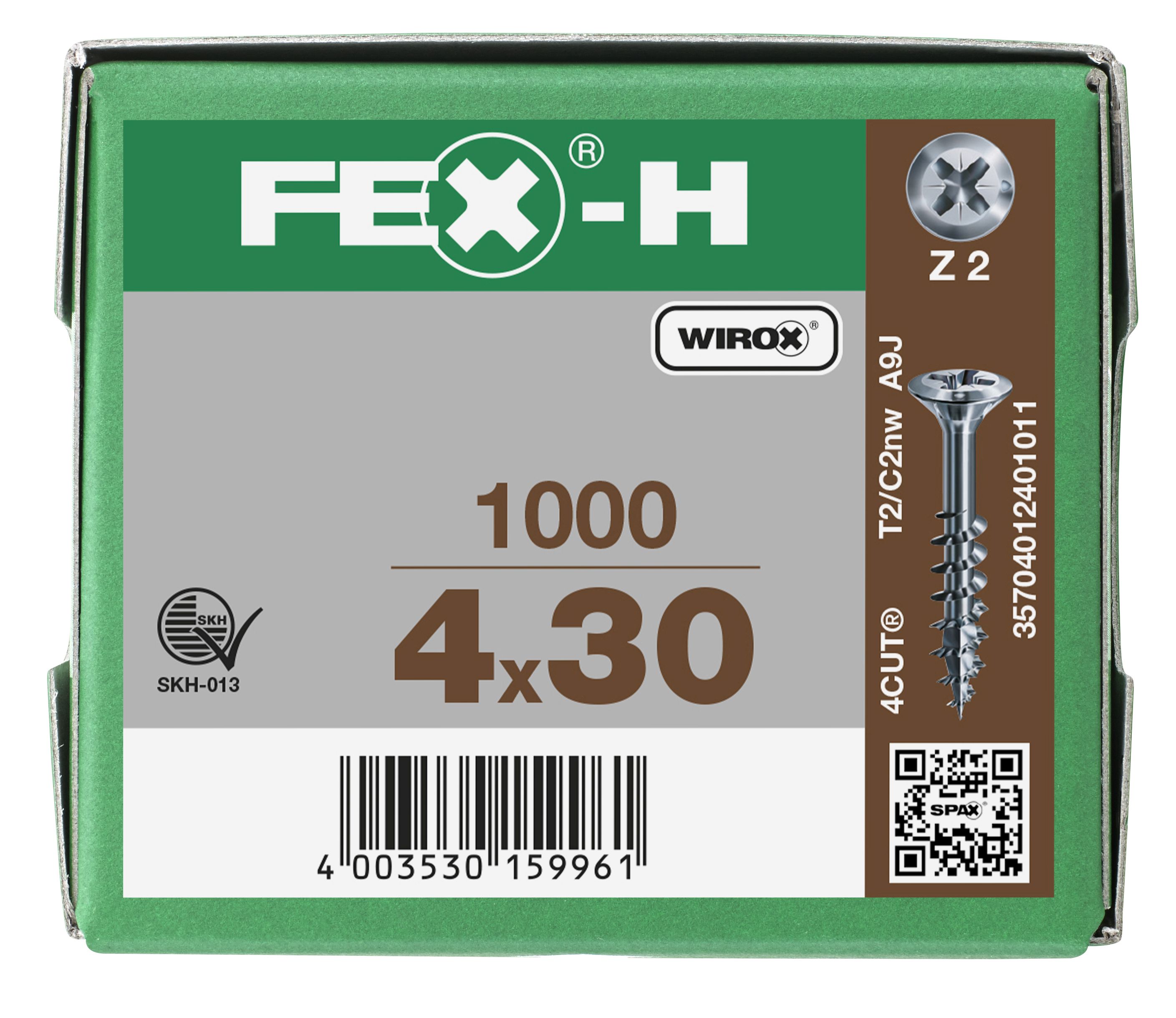 FEX-H BR RANURA EN CRUZ Z2 ROSCA PARCIAL WIROX 1000 UD.