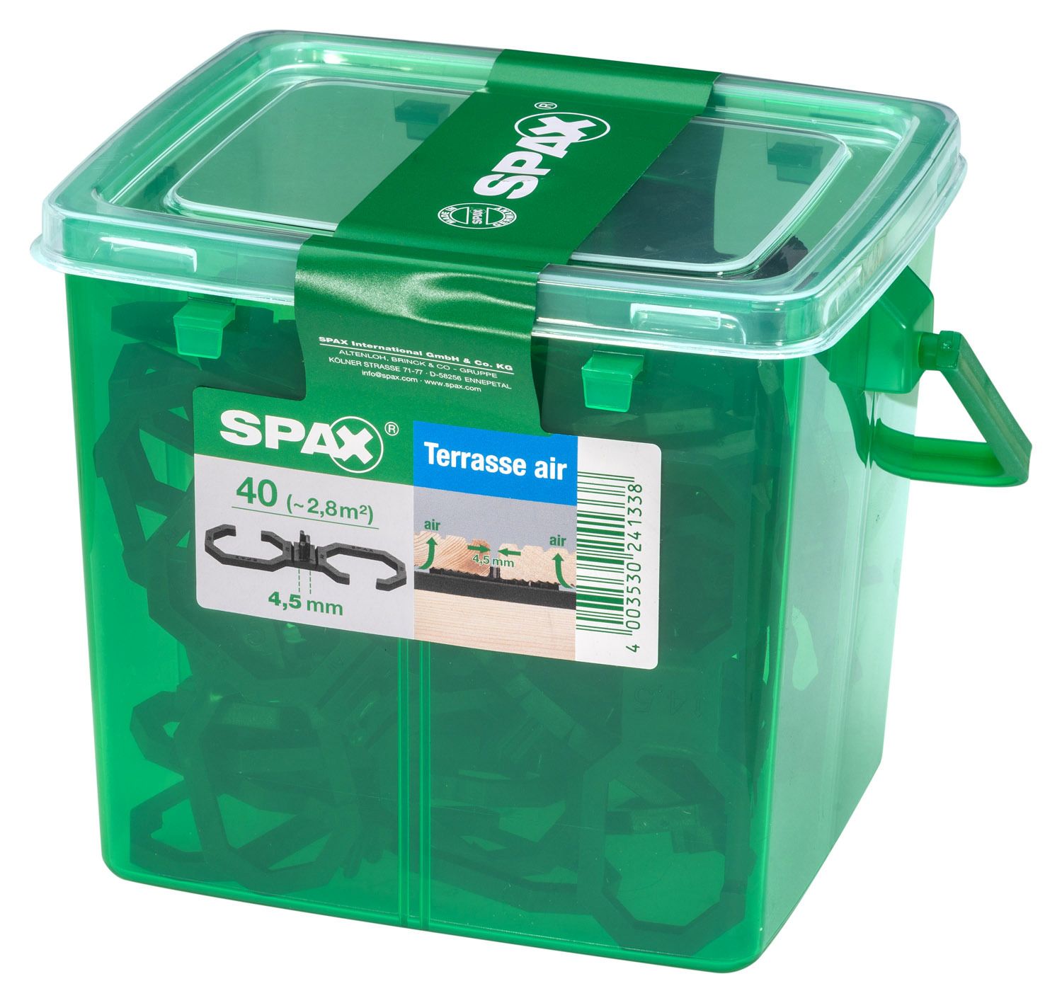 ESPACIADOR SPAX AIR 4,5 MM CAJA DE PLÁSTICO CON ASA M 40 UD.