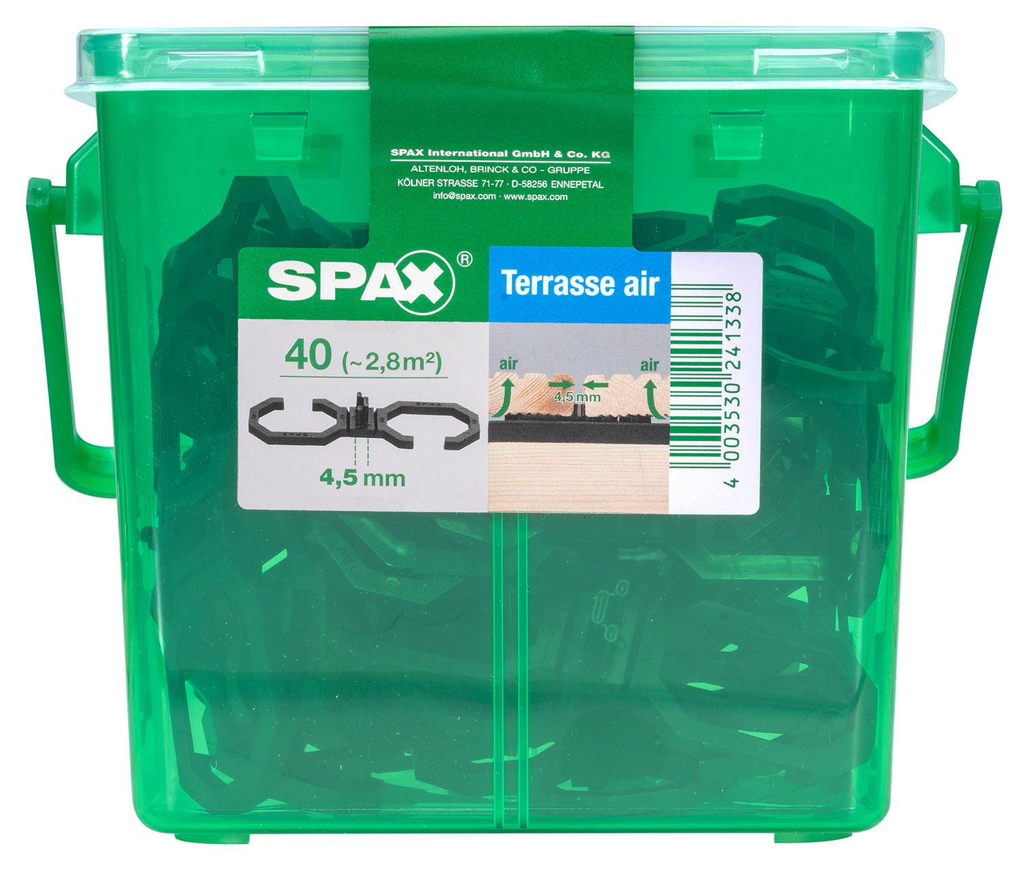 ESPACIADOR SPAX AIR 4,5 MM CAJA DE PLÁSTICO CON ASA M 40 UD.
