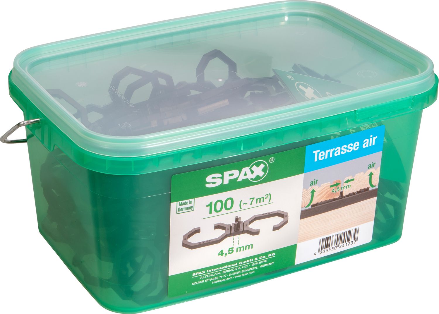 ESPACIADOR SPAX AIR 4,5 MM CAJA DE PLÁSTICO CON ASA L 100 UD.