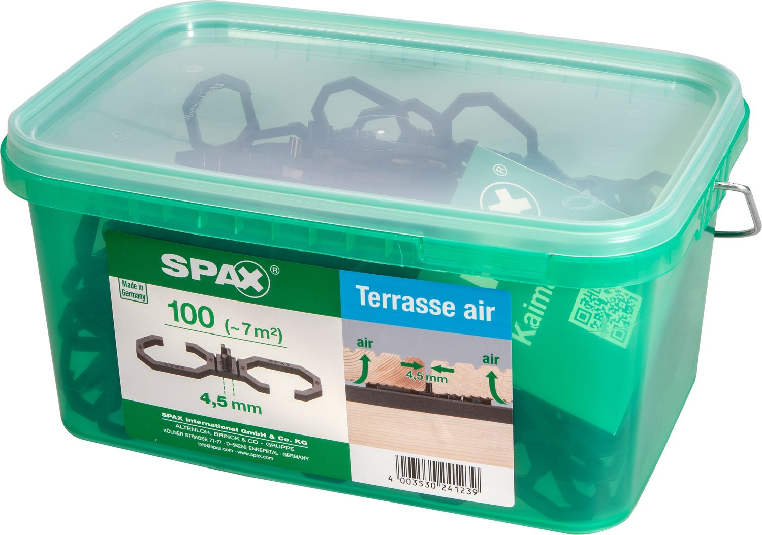ESPACIADOR SPAX AIR 4,5 MM CAJA DE PLÁSTICO CON ASA L 100 UD.