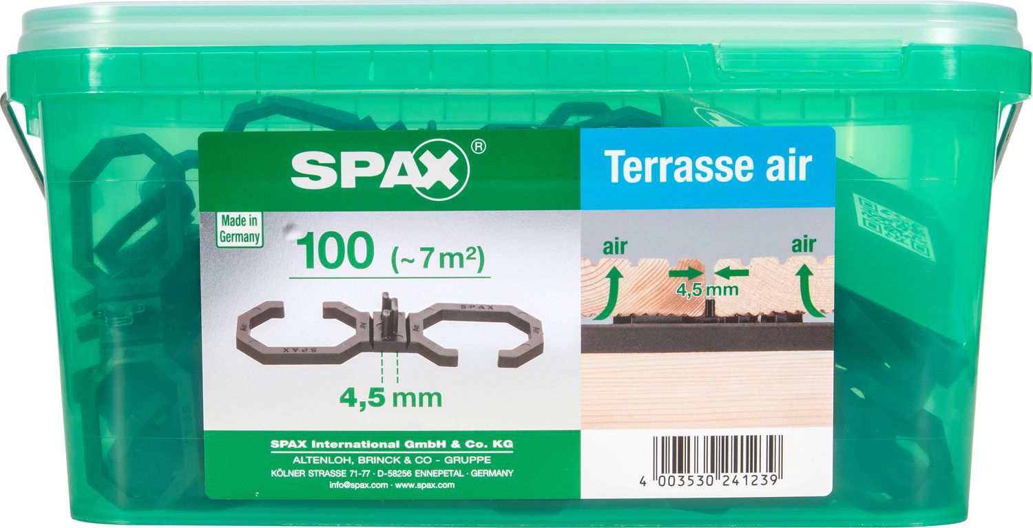 ESPACIADOR SPAX AIR 4,5 MM CAJA DE PLÁSTICO CON ASA L 100 UD.
