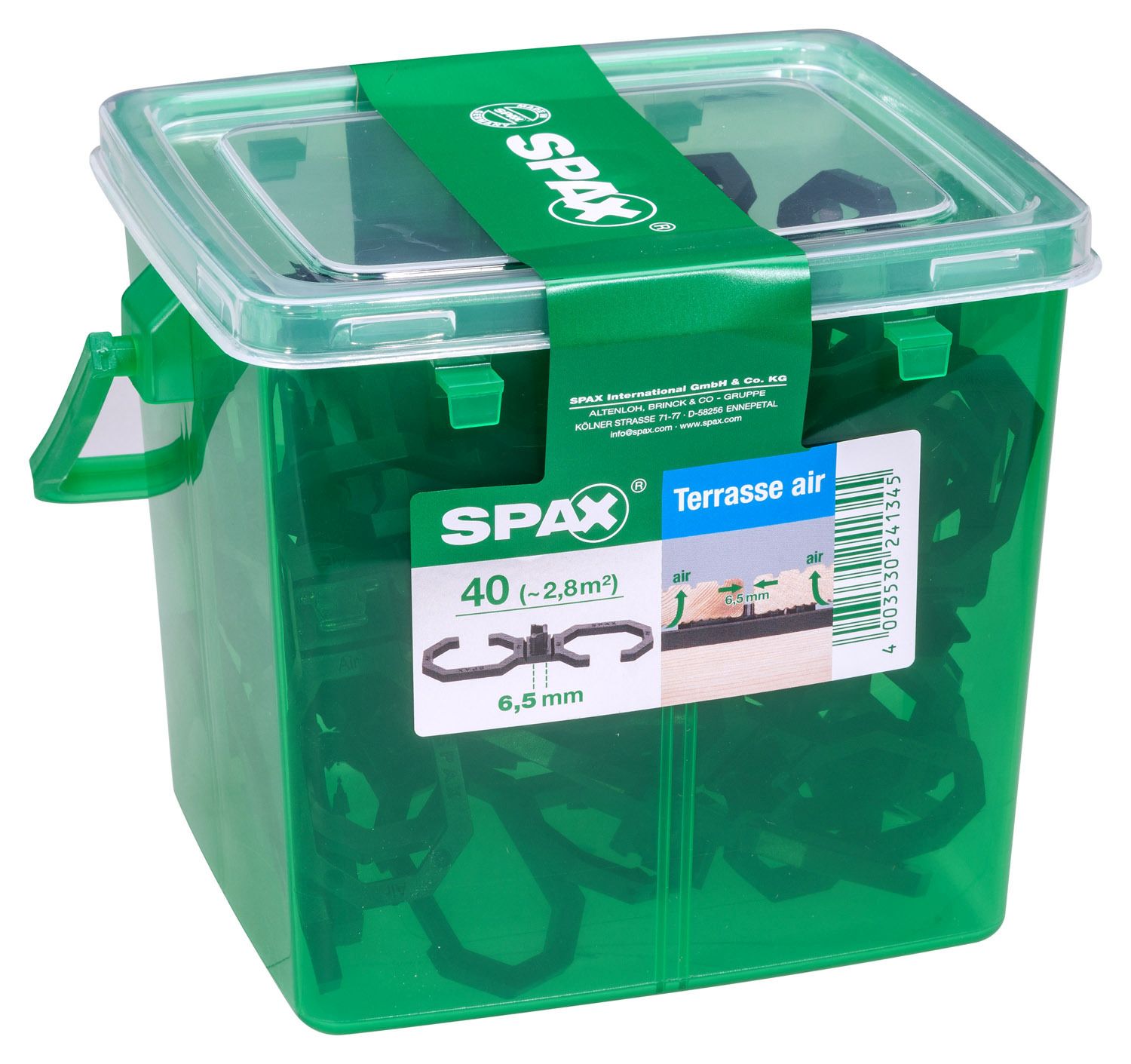 ESPACIADOR SPAX AIR 6,5 MM CAJA DE PLÁSTICO CON ASA M 40 UD.