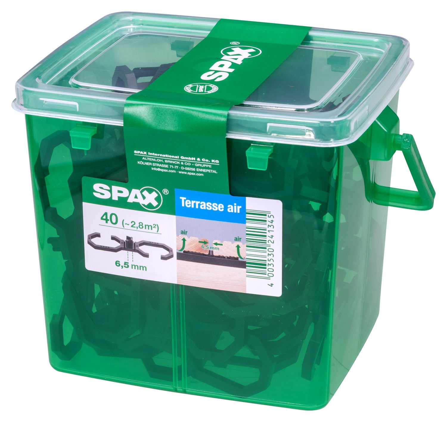 ESPACIADOR SPAX AIR 6,5 MM CAJA DE PLÁSTICO CON ASA M 40 UD.