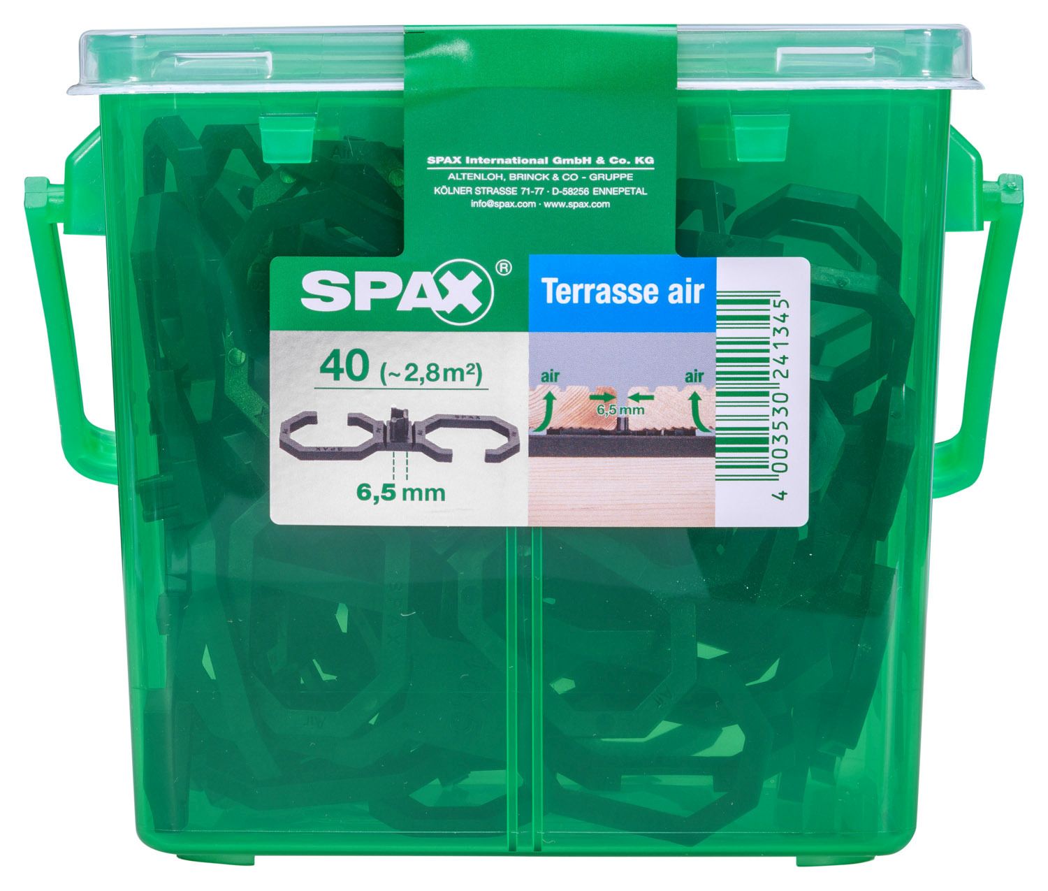 ESPACIADOR SPAX AIR 6,5 MM CAJA DE PLÁSTICO CON ASA M 40 UD.