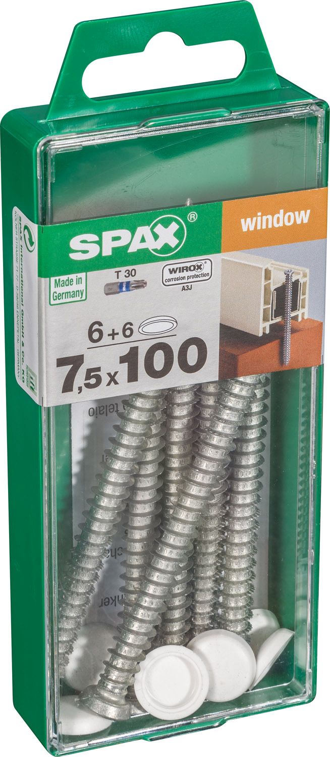 ANCLAJE DE MARCOS SPAX T30 WIROX + TAPONES BLANCO M 6+6 UD.