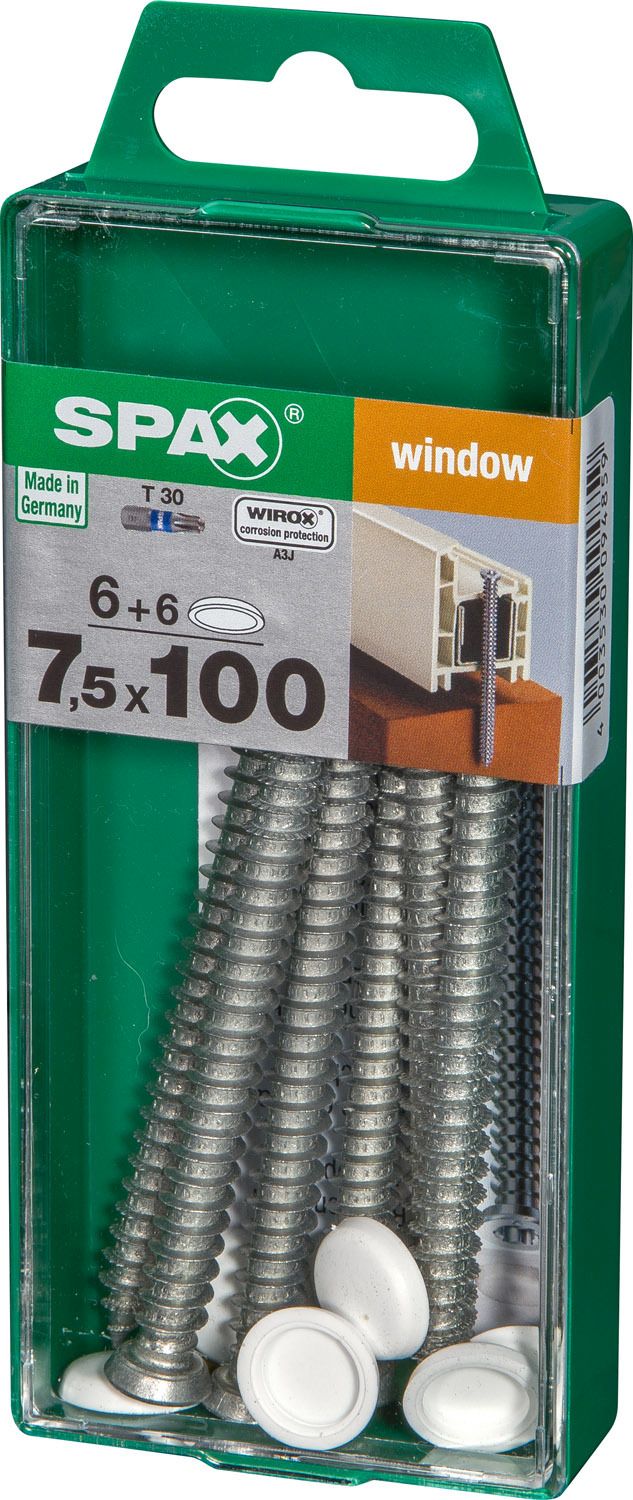 ANCLAJE DE MARCOS SPAX T30 WIROX + TAPONES BLANCO M 6+6 UD.