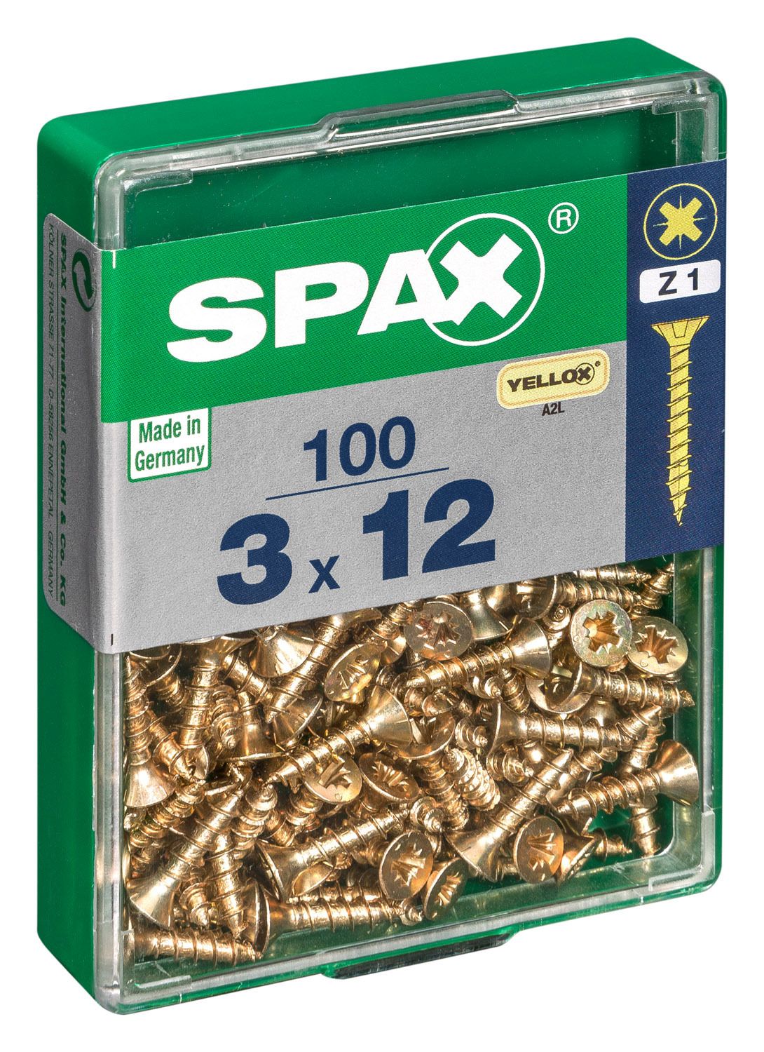 PLANA SPAX Z1 YELLOX M 100 UD.