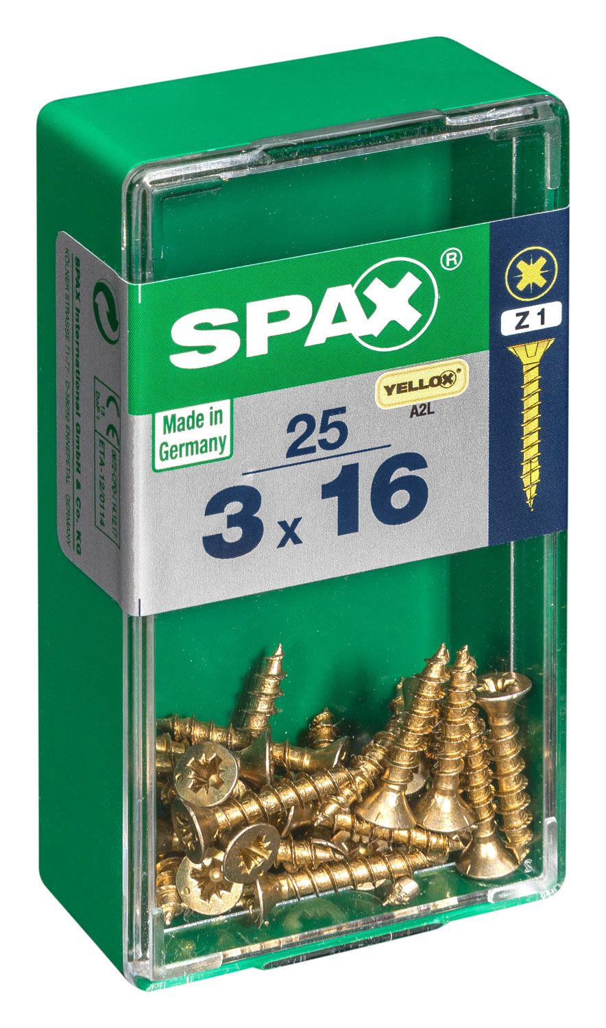 PLANA SPAX Z1 YELLOX S 25 UD.