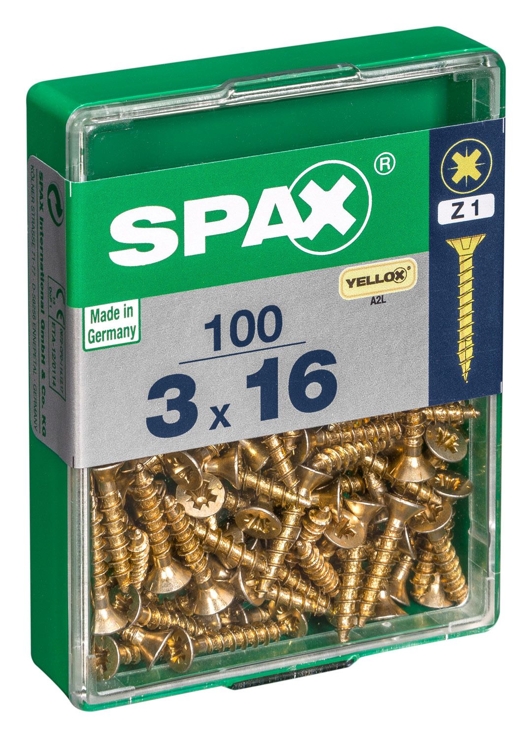 PLANA SPAX Z1 YELLOX M 100 UD.