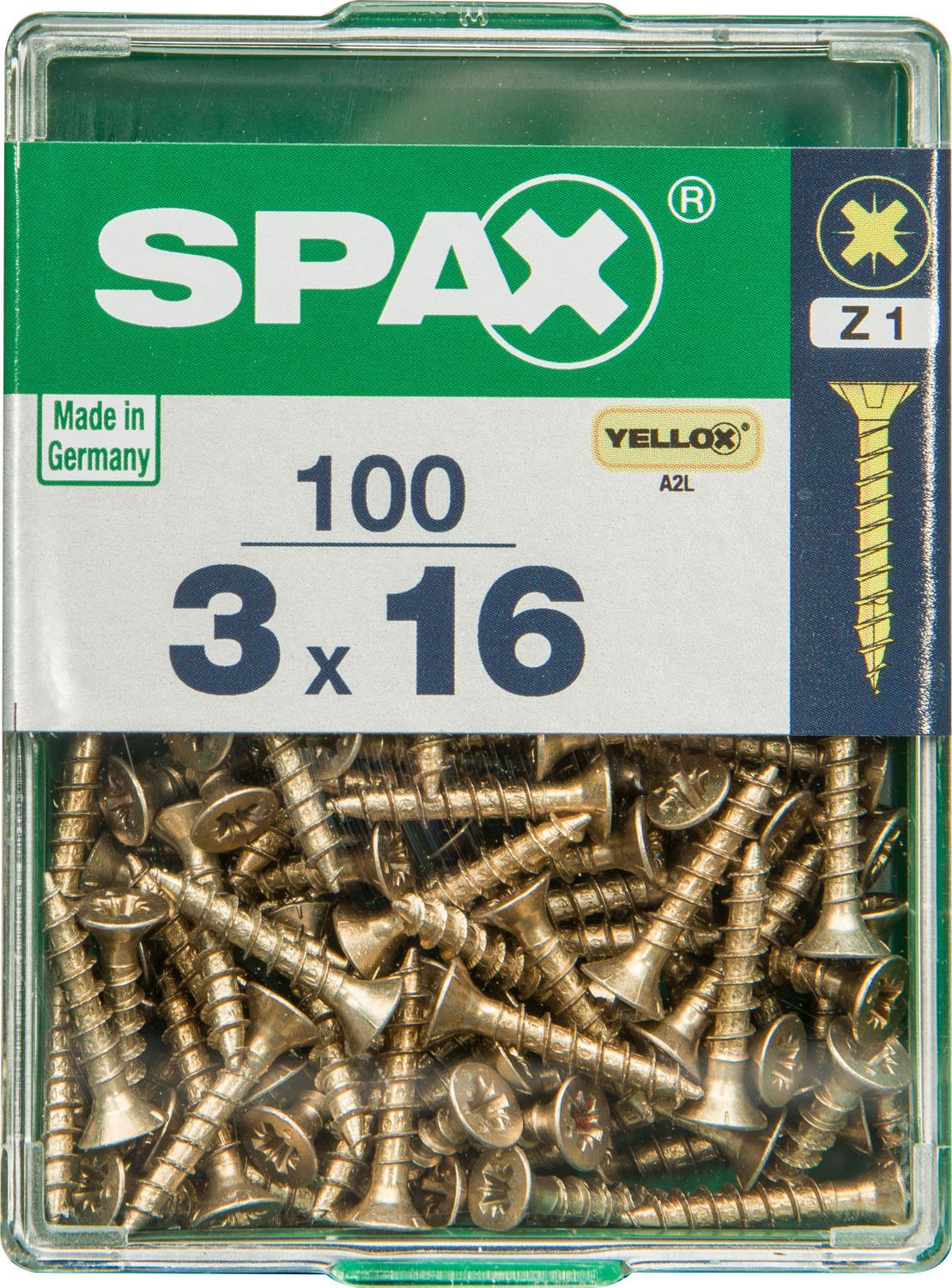 PLANA SPAX Z1 YELLOX M 100 UD.