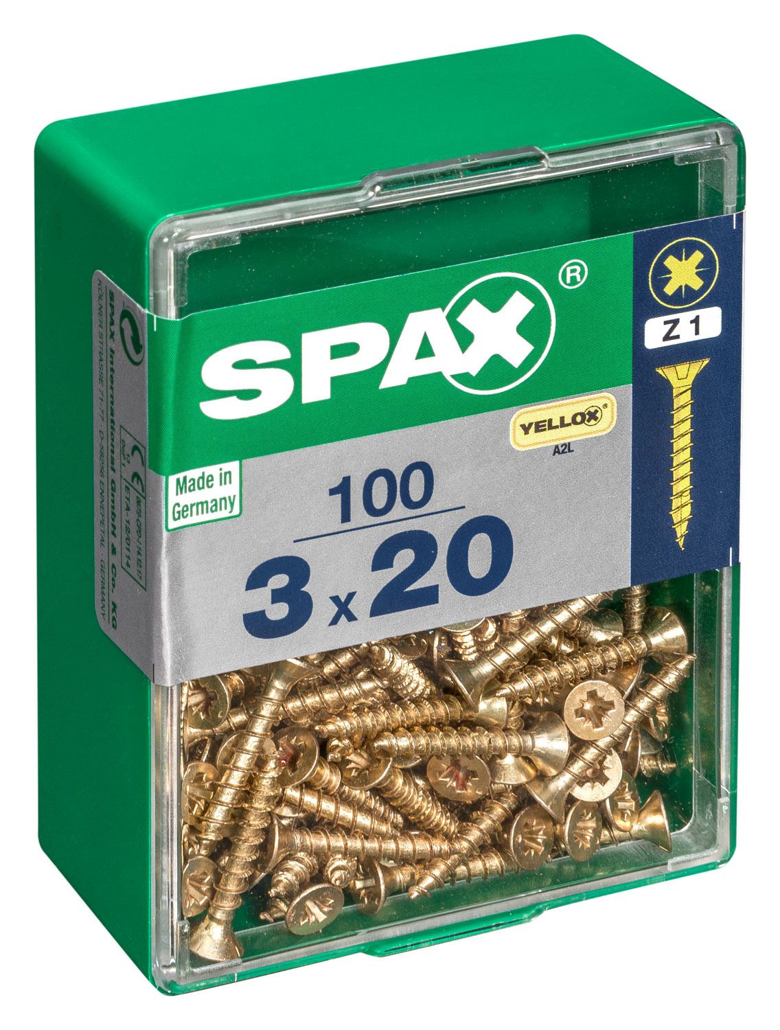 PLANA SPAX Z1 YELLOX M 100 UD.