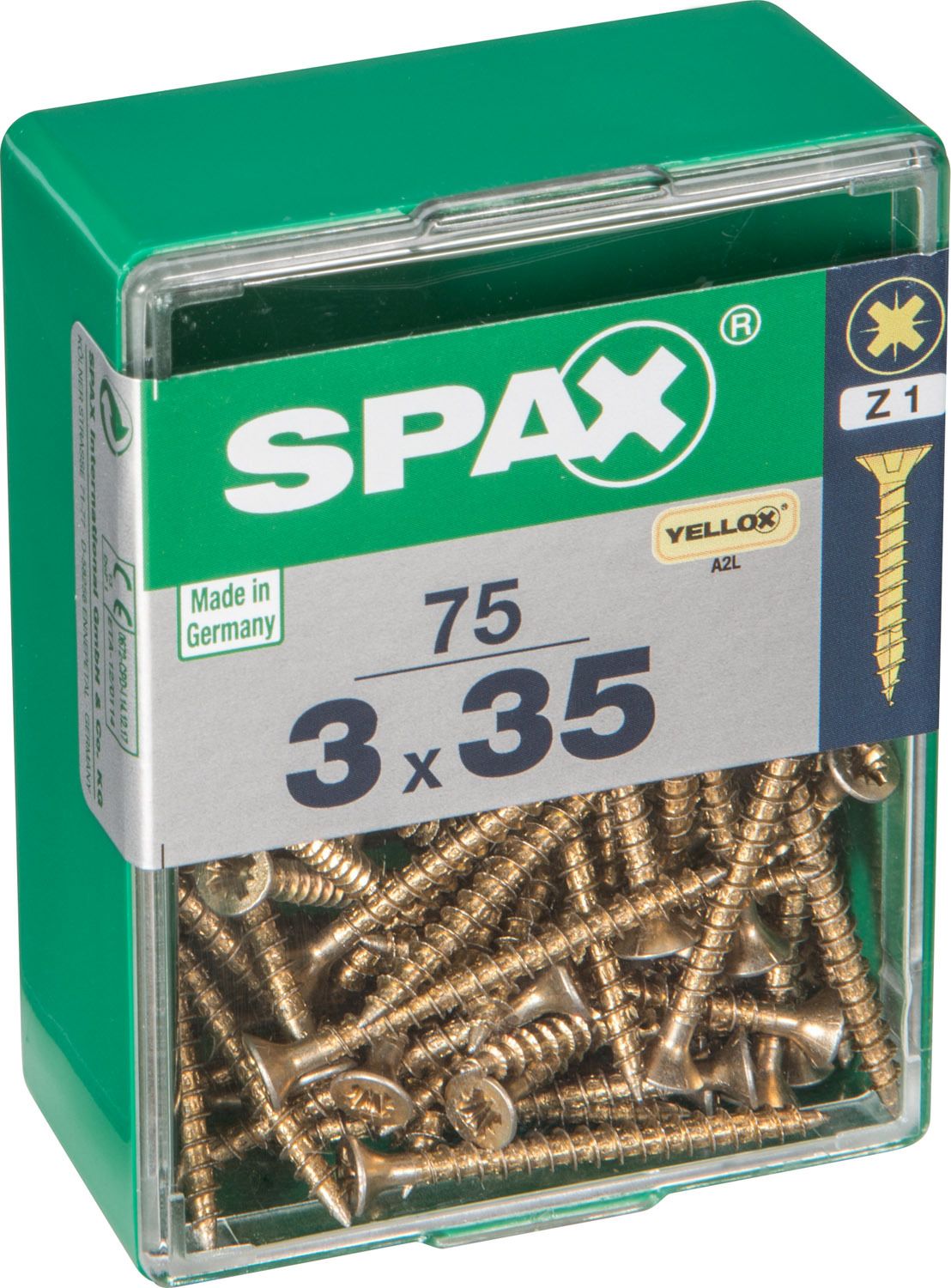 PLANA SPAX-S Z1 YELLOX M 75 UD.