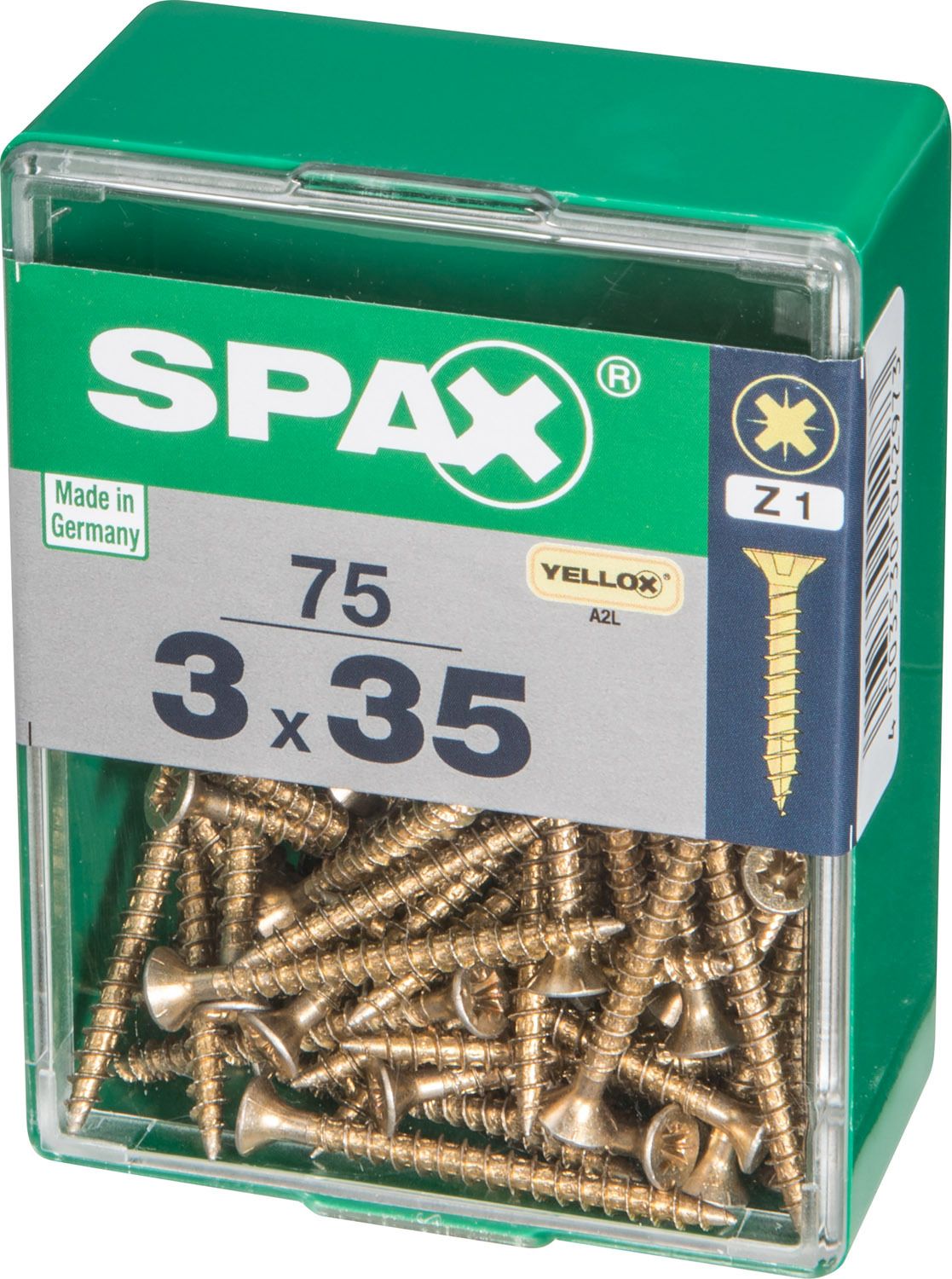 PLANA SPAX-S Z1 YELLOX M 75 UD.