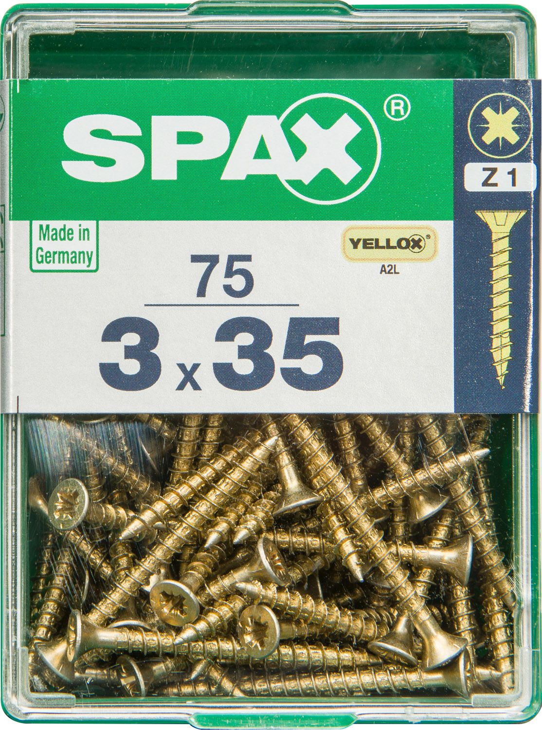PLANA SPAX-S Z1 YELLOX M 75 UD.