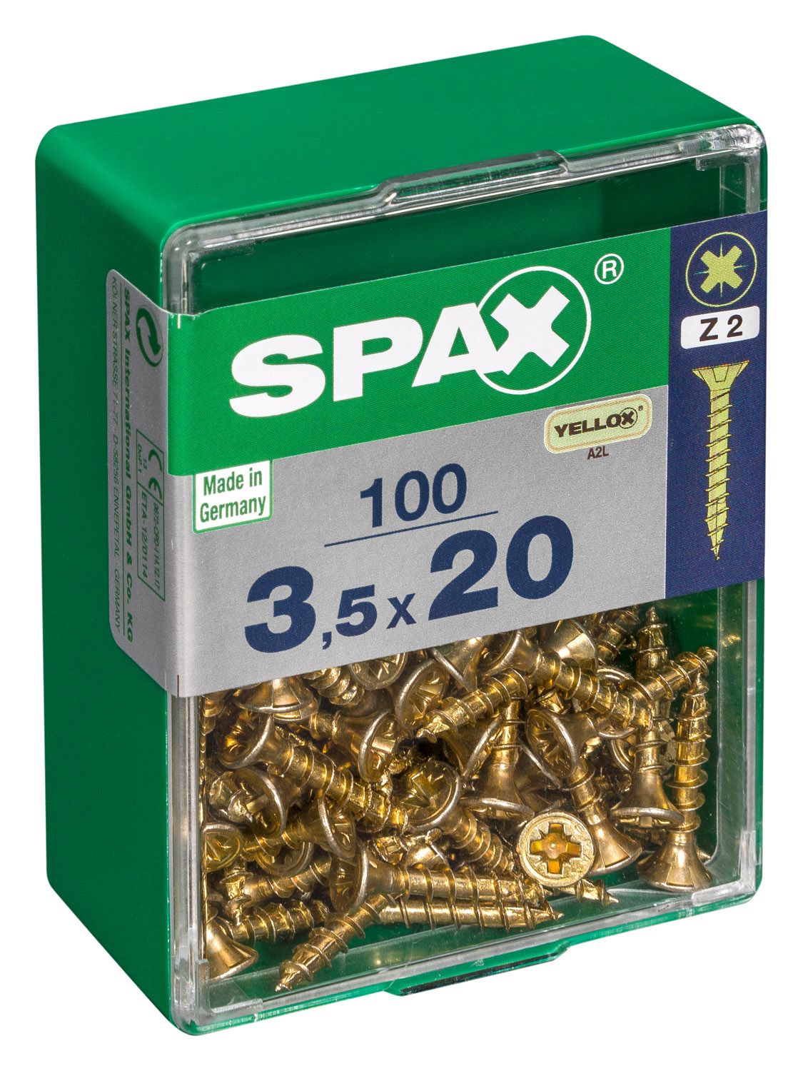 PLANA SPAX Z2 YELLOX M 100 UD.