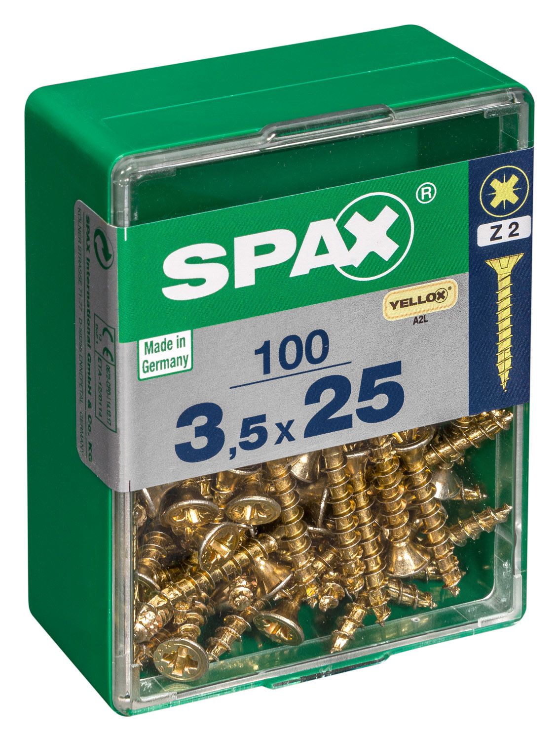 PLANA SPAX Z2 YELLOX M 100 UD.