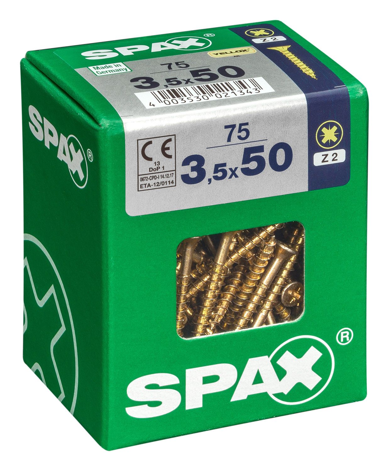 PLANA SPAX Z2 YELLOX L 75 UD.